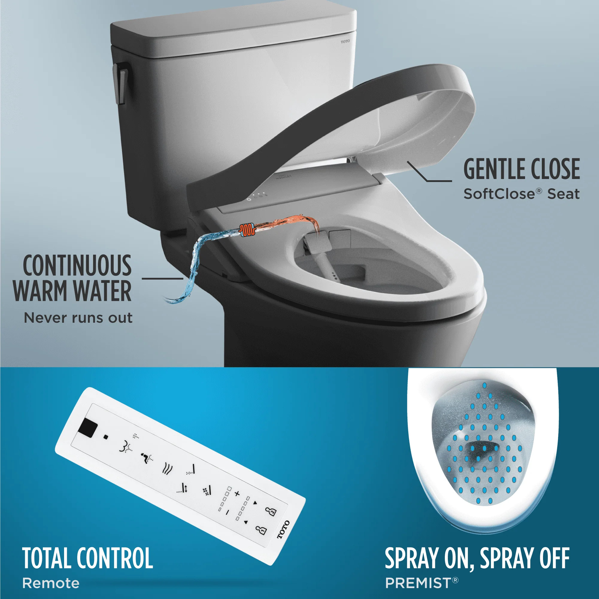 TOTO? WASHLET? K300 Electronic Bidet Toilet Seat with Instantaneous Water Heating, PREMIST and EWATER+ Wand Cleaning, Elongated, Cotton White - SW3036R#01 - Image 4