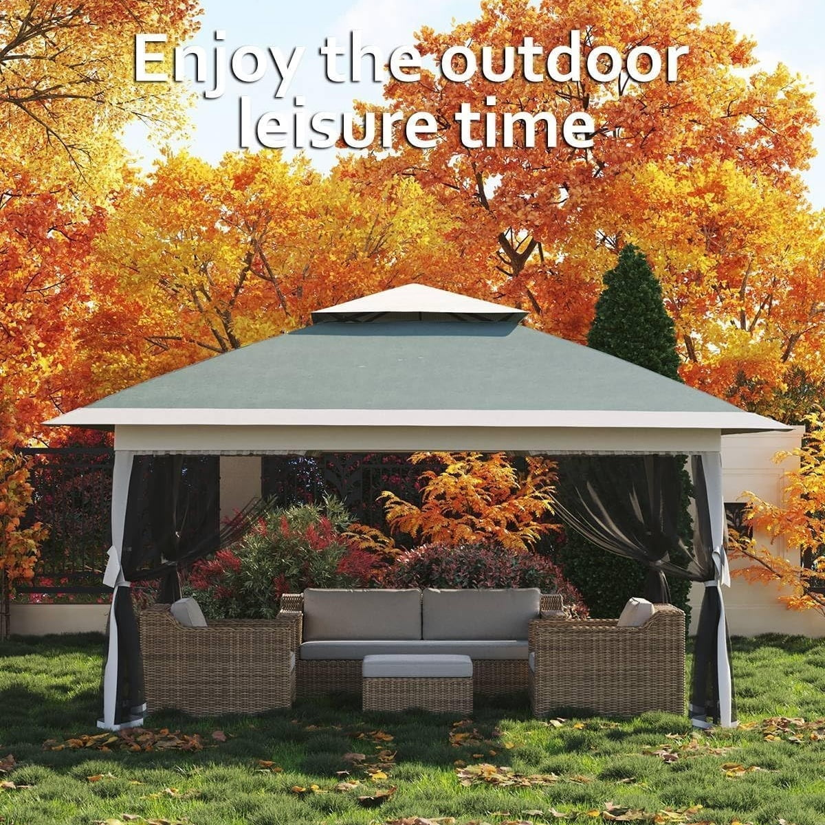 13x13FT with Expansion Bolts, Canopy Tent, Heavy Duty Party Tent & Shelter with Double Roofs, Mosquito Nettings and Privacy Screens Tent for Party, Wedding, Outdoor Dining, Patio, Backyar - Image 51