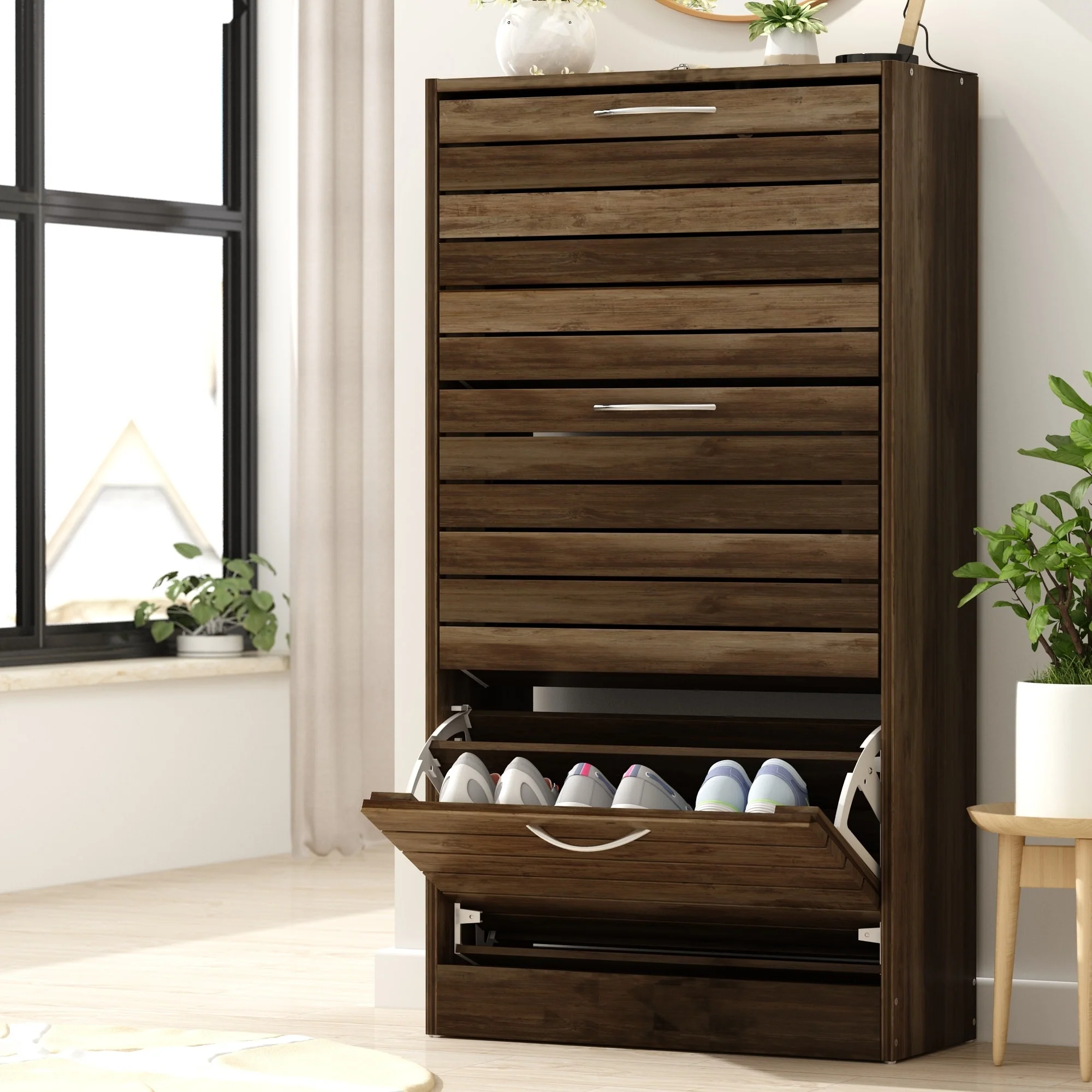 Modern Shoe Storage Cabinet for Entryway and Hallway, Space-Saving Shoe Organizer - Image 56