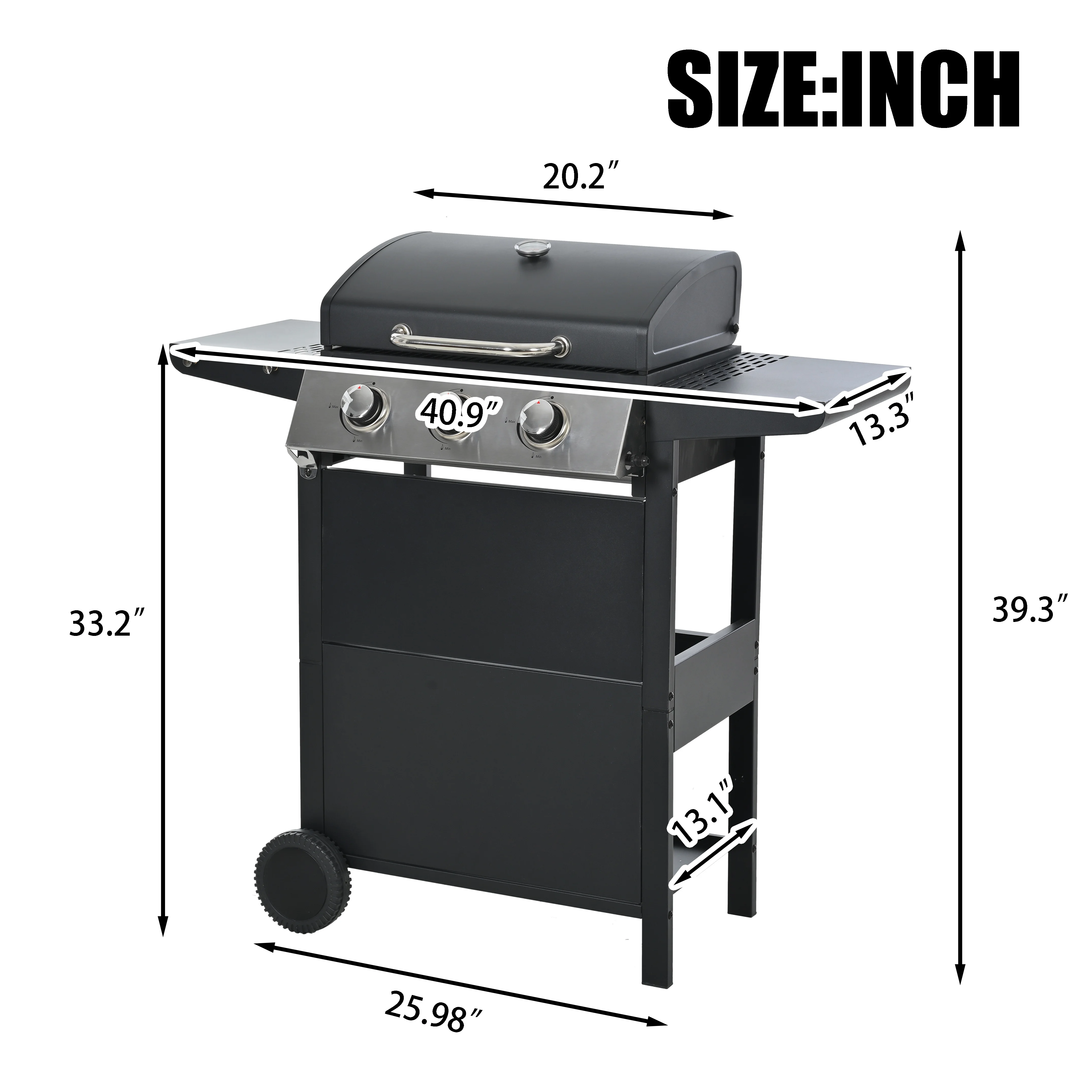 Segmart 3 Burner BBQ Propane Gas Grill, Stainless Steel 30,000 BTU Patio Garden Barbecue Grill with Folding Side Tables, Hanging Basket & Thermometer, Perfect for Camping, Outdoor Cooking - Image 26