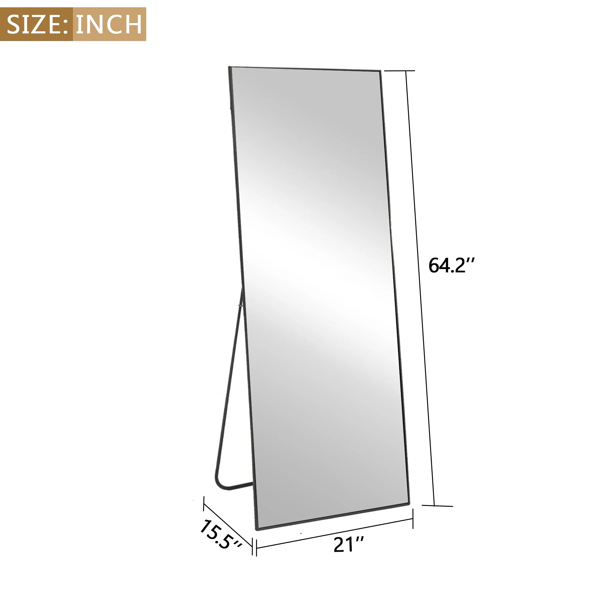 64x21 Full Length Floor Mirror, Large Full Body Aluminum Alloy Frame Standing Mirror with Stand and Wall Mount Option - Image 13