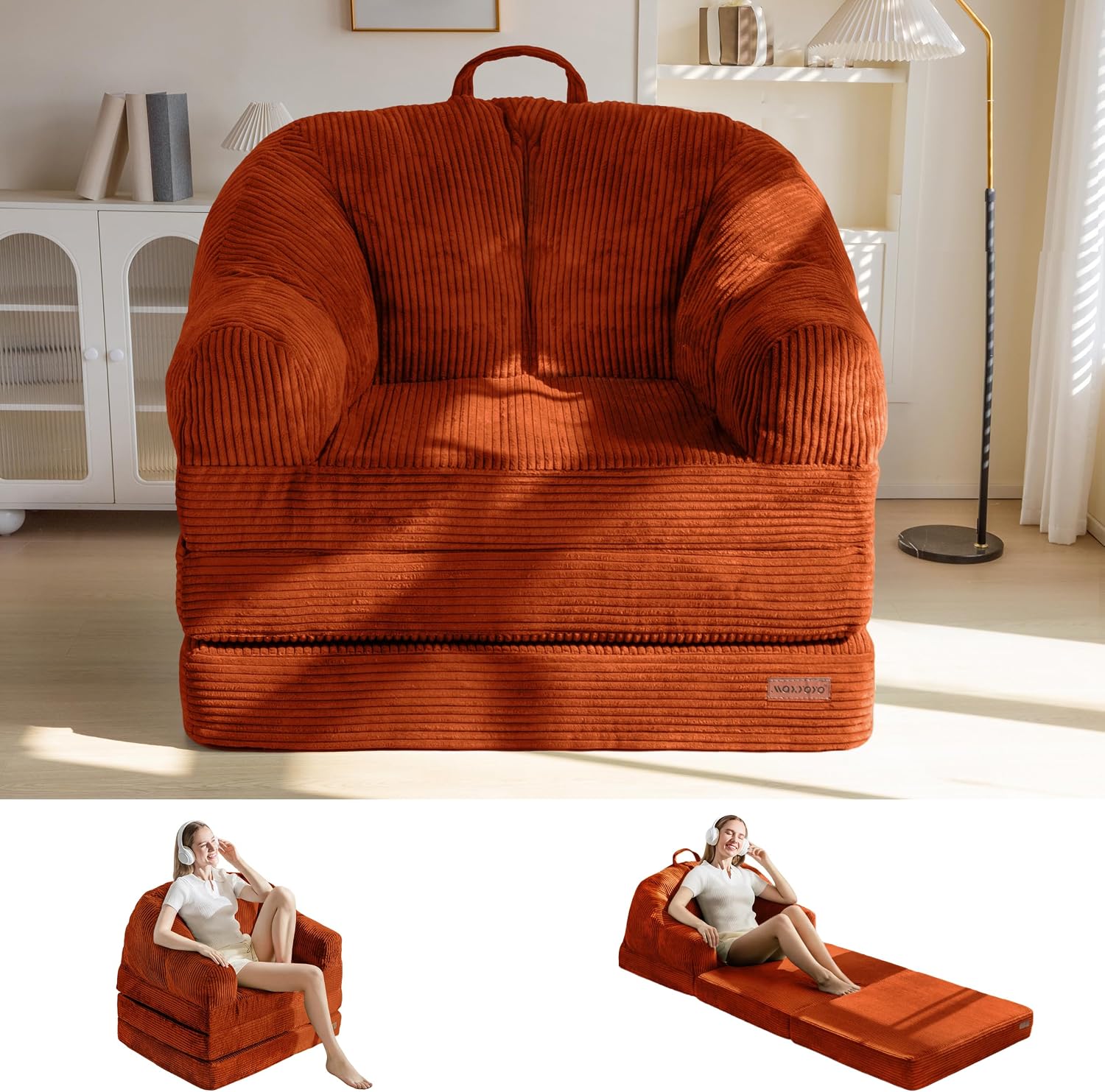 Folding Sofa Bed with Backrest, Boneless Fold Out Couch with Handle - Image 11