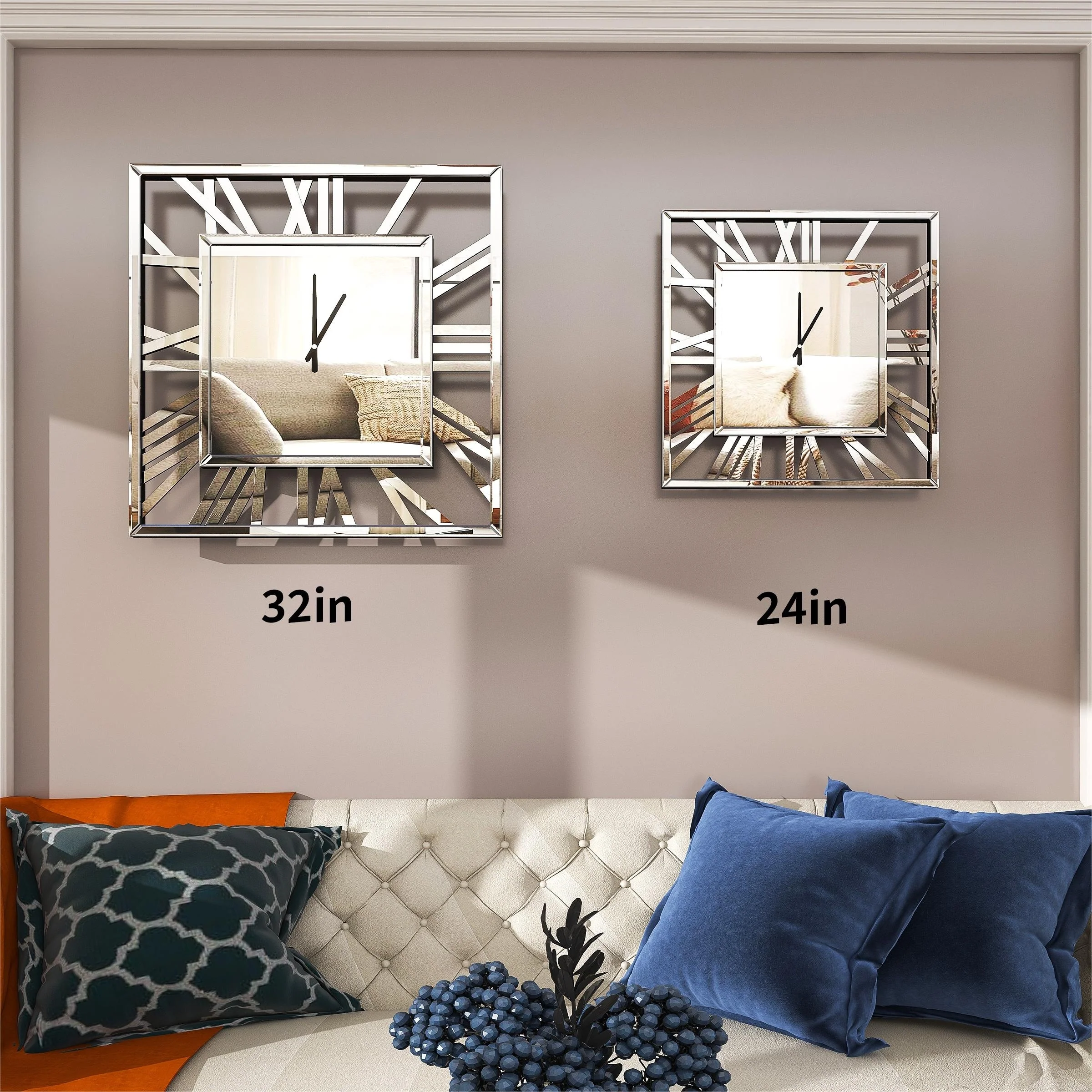 Large Modern Mirrored Wall Clock, Oversized Decorative Hanging Clock for Living Room, Bedroom and Home Decor - Image 5