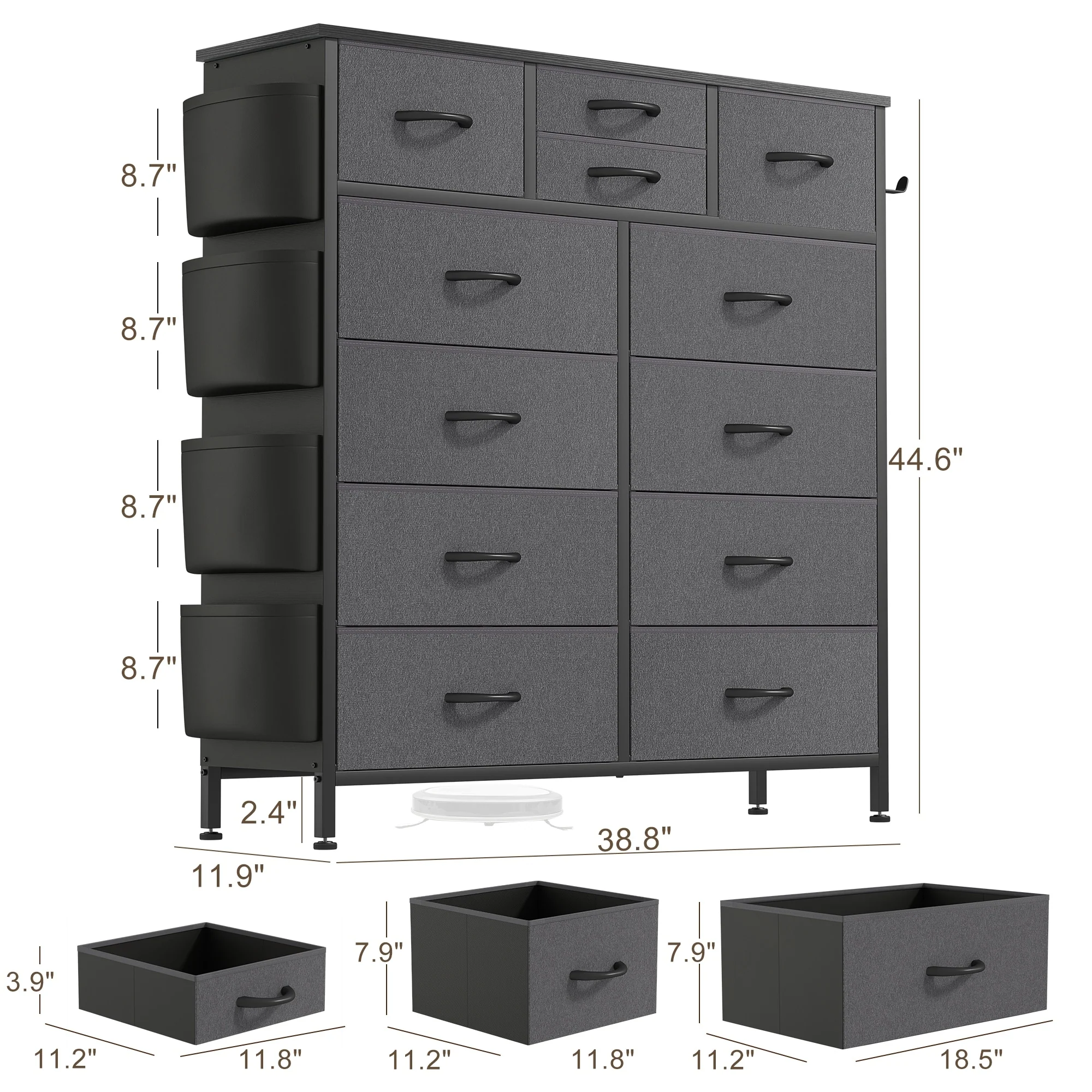 12 Drawer Fabric Dresser, Tall Bedroom Chest of Drawers with Storage - Image 15