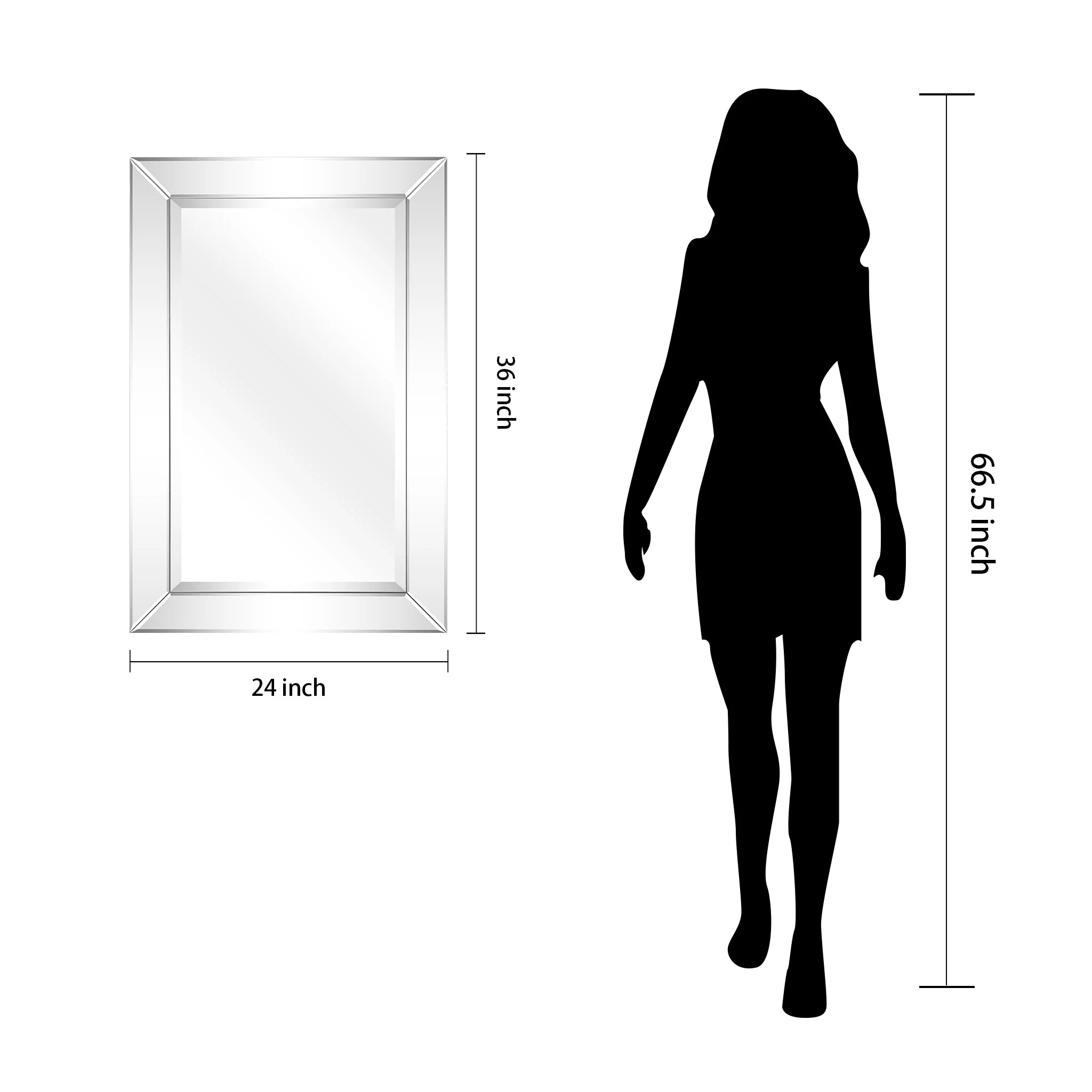 Beveled Rectangular Clear HD Wall Mirror, Bathroom Vanity and Bedroom Mirror, 3 Sizes - Image 21