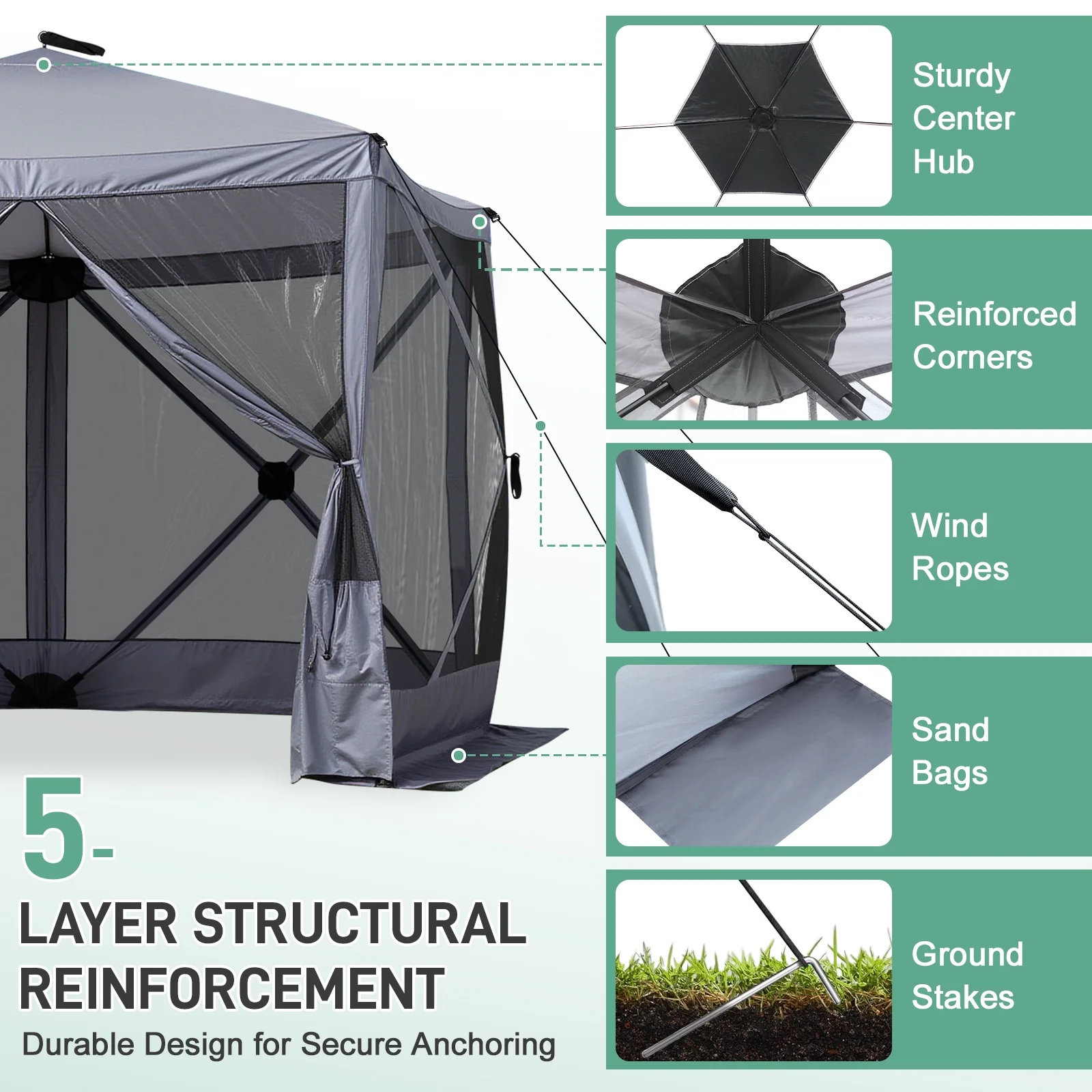 UBesGoo 10 x 10 Ez Pop Up Gazebo Canopy Tent with Mosquito Netting for Patio, Camping and Picnic Includes Carry Bag - Image 11