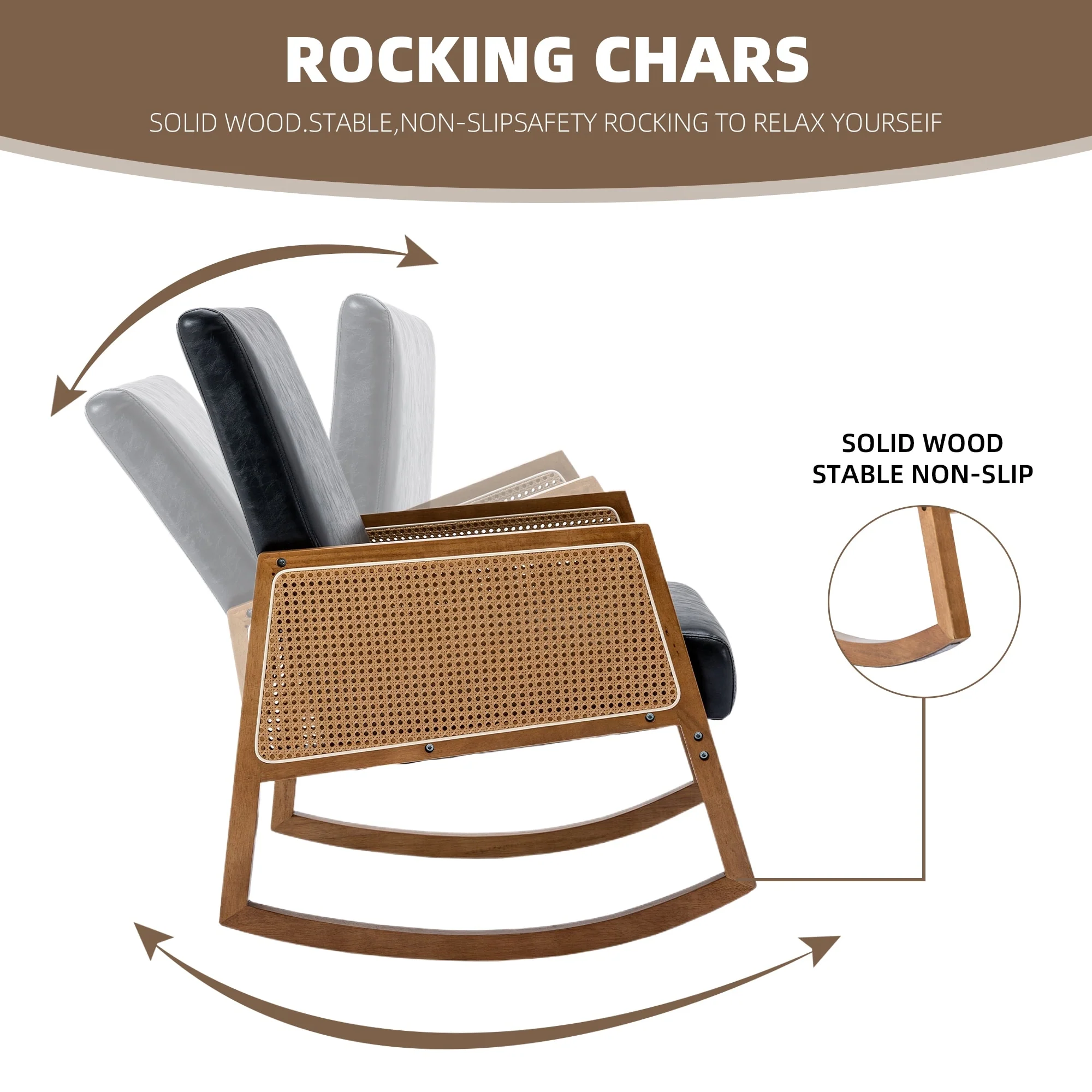 Upholstered Tall Back Rocking Chair, Smooth Gliding Accent Armchair for Comfortable Living Room Seating - Image 24