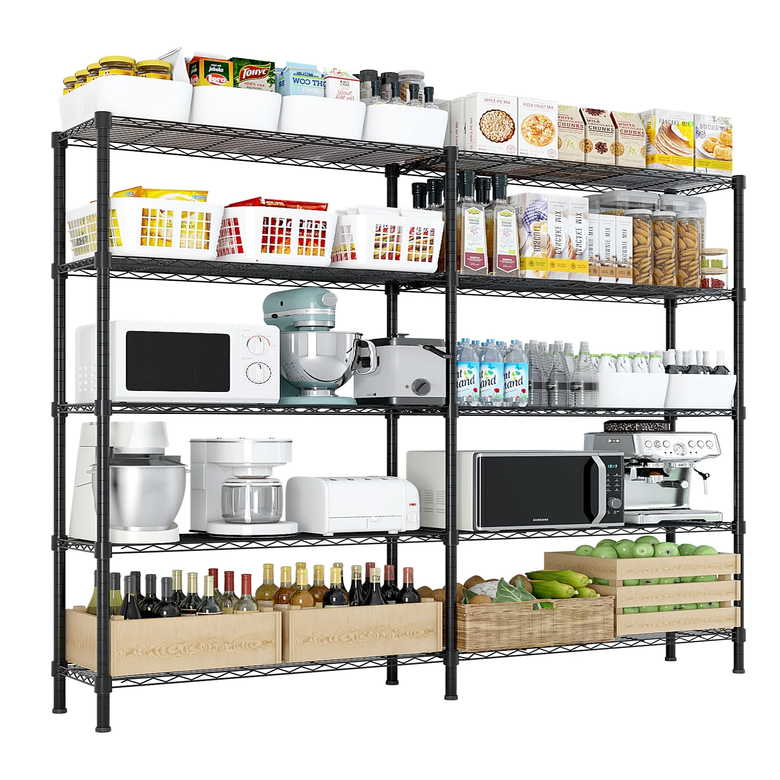 SamyoHome 58"W Storage Rack, Hevy Duty Garage Wire Shelving Chrome, Adjustable Metal Pantry Shelf for Garage Storage Organizer, 1500 lbs Capacity - Image 10