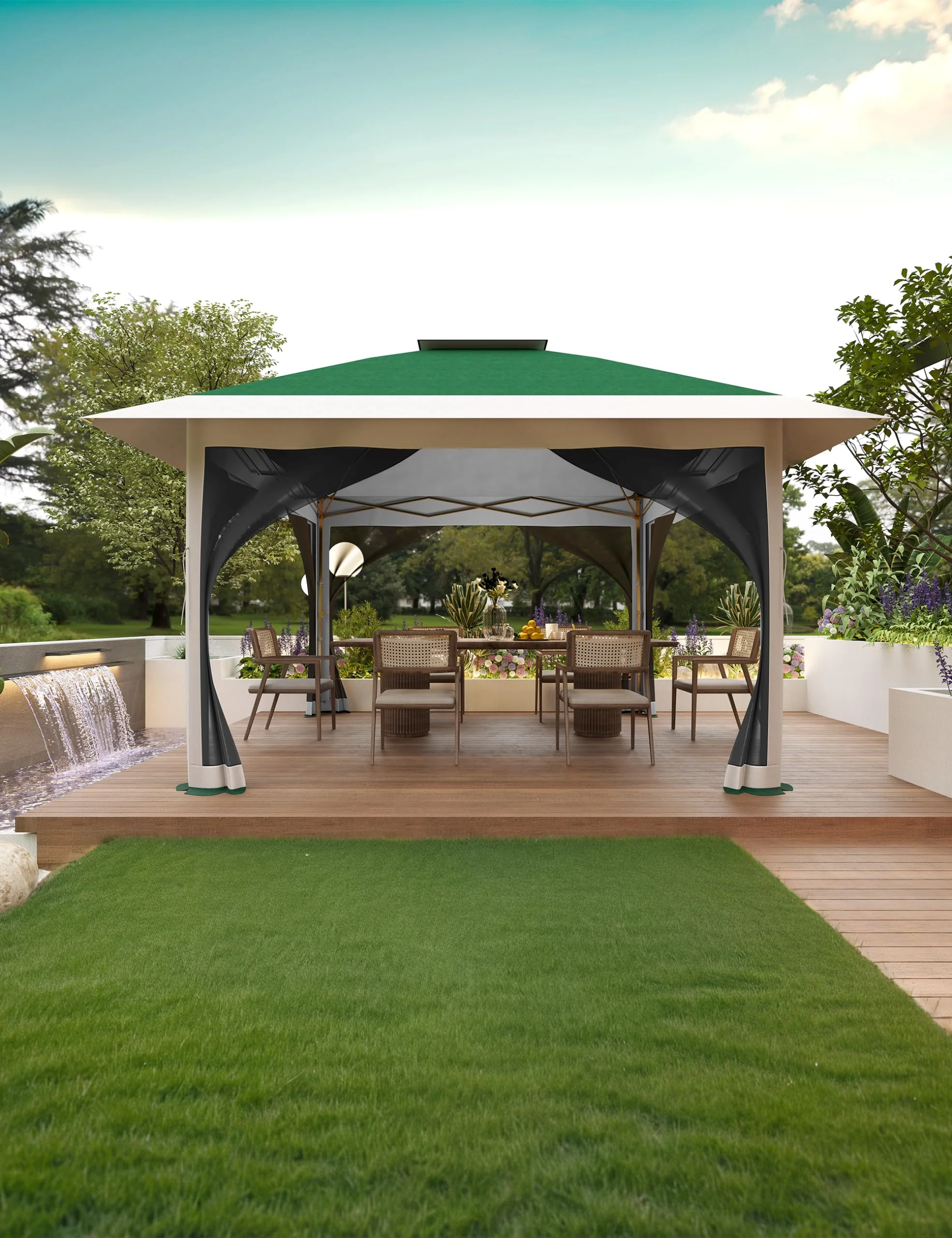AOILE 13x13FT Pop-Up Patio Gazebo, Outdoor Canopy Tent with Mesh Walls, Double Roof & Carry Bag - Image 17