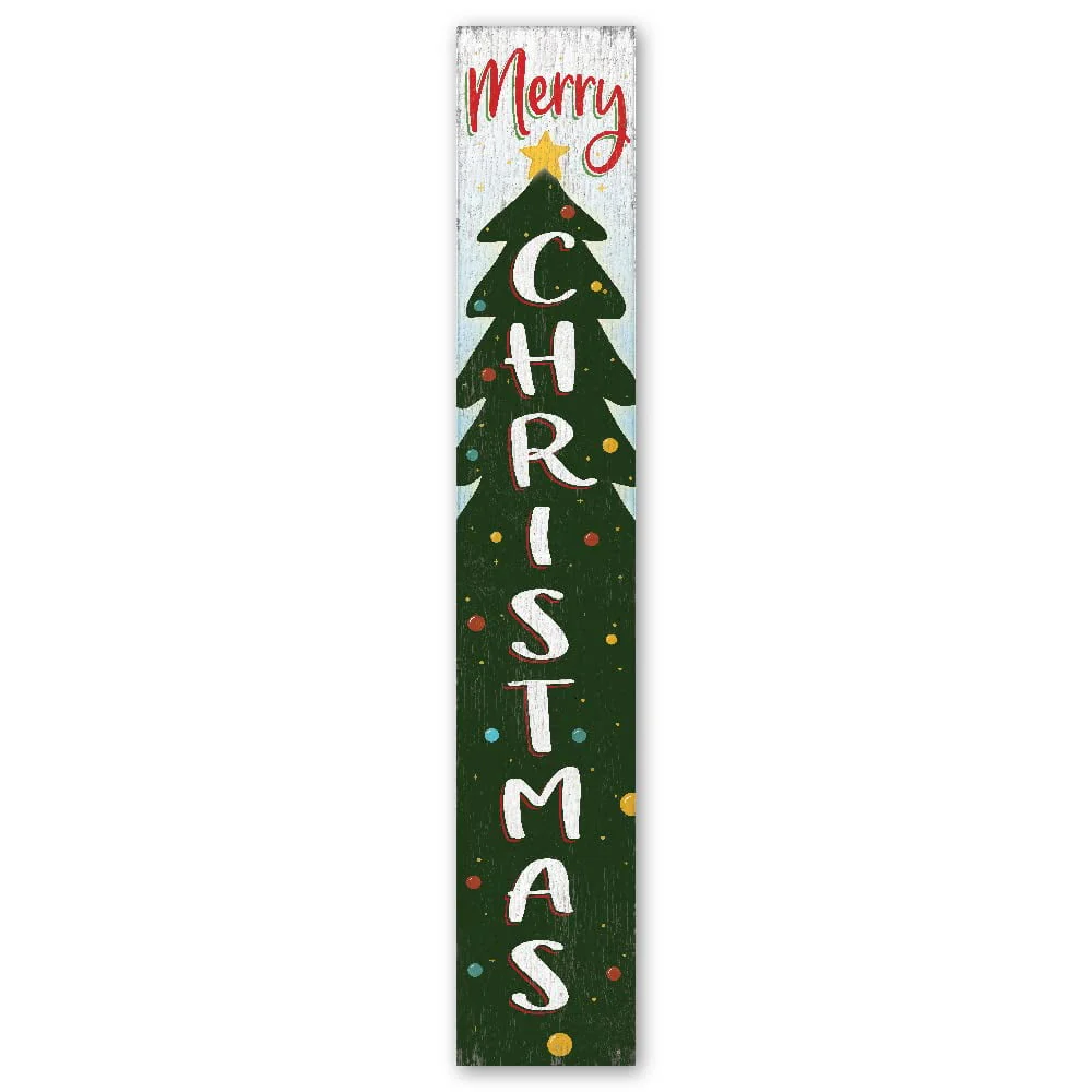 My Word! Merry Christmas Holiday Porch Board Welcome Sign and Porch Leaner for Front Porch, Yard, Deck, Patio, Wall - Indoor Outdoor Farmhouse Rustic Vertical Porch and Yard Decor 8"x46.5" - Image 2