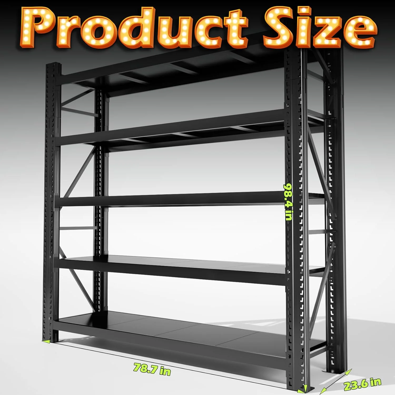 Ztysn Heavy Duty 5 tier Garage Metal Shelving Units Storage for 8000lbs,Adjustable Basement Industrial Shelves Pallet Racking Tool Organize,Black - Image 11
