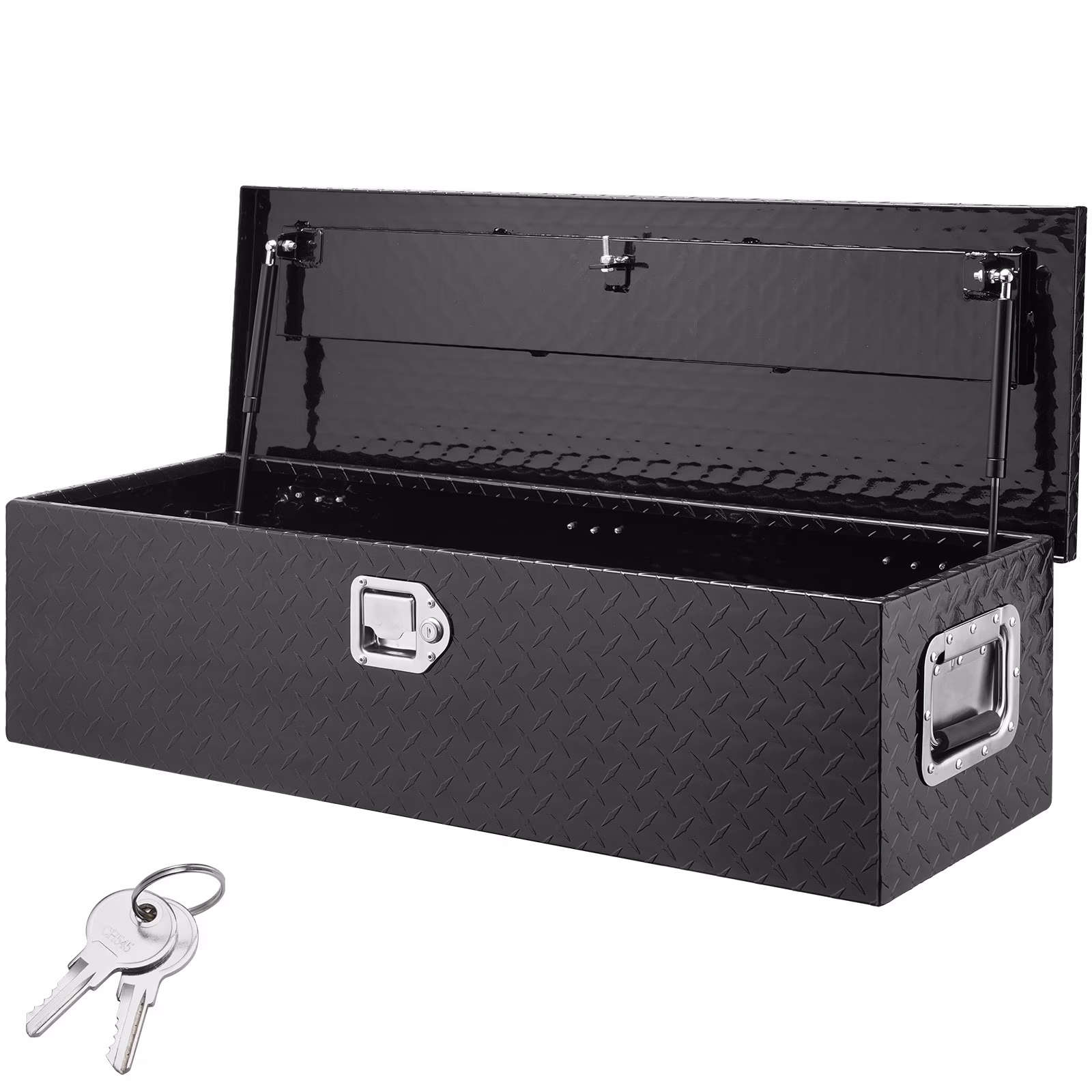 VEVOR Heavy Duty Aluminum Truck Bed Tool Box, Diamond Plate Tool Box with Side Handle and Lock Keys,Storage Tool Box Chest Box Organizer for Pickup,Truck Bed, RV, Trailer,39"x13"x10",Black