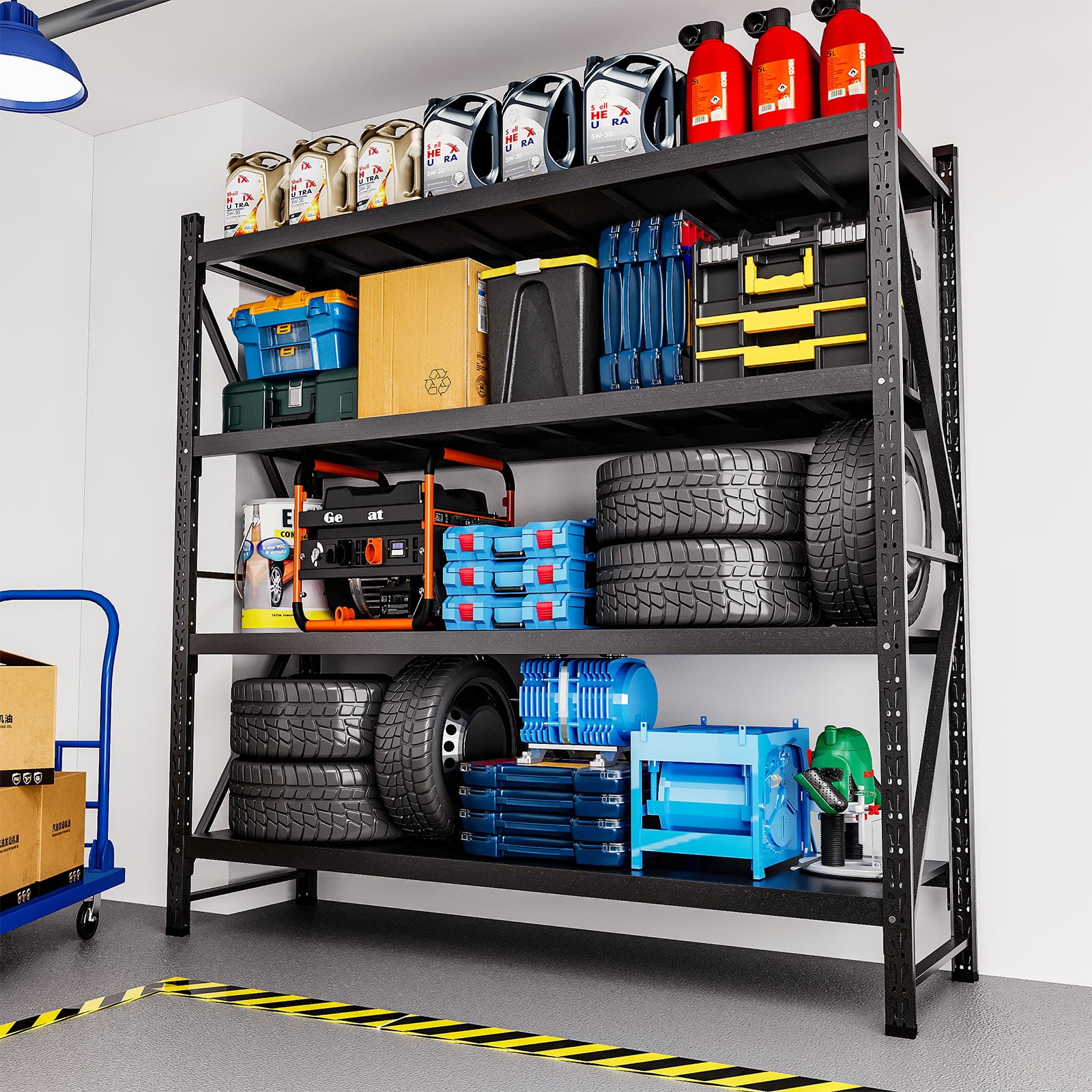 AUHUP 4-Tier Garage Storage Shelves 2400LBS Heavy Duty Metal Shelving 48" W Shelving Unit for Warehouse,Basement Industrial,Home Utility Rack Shelf, Black - Image 16