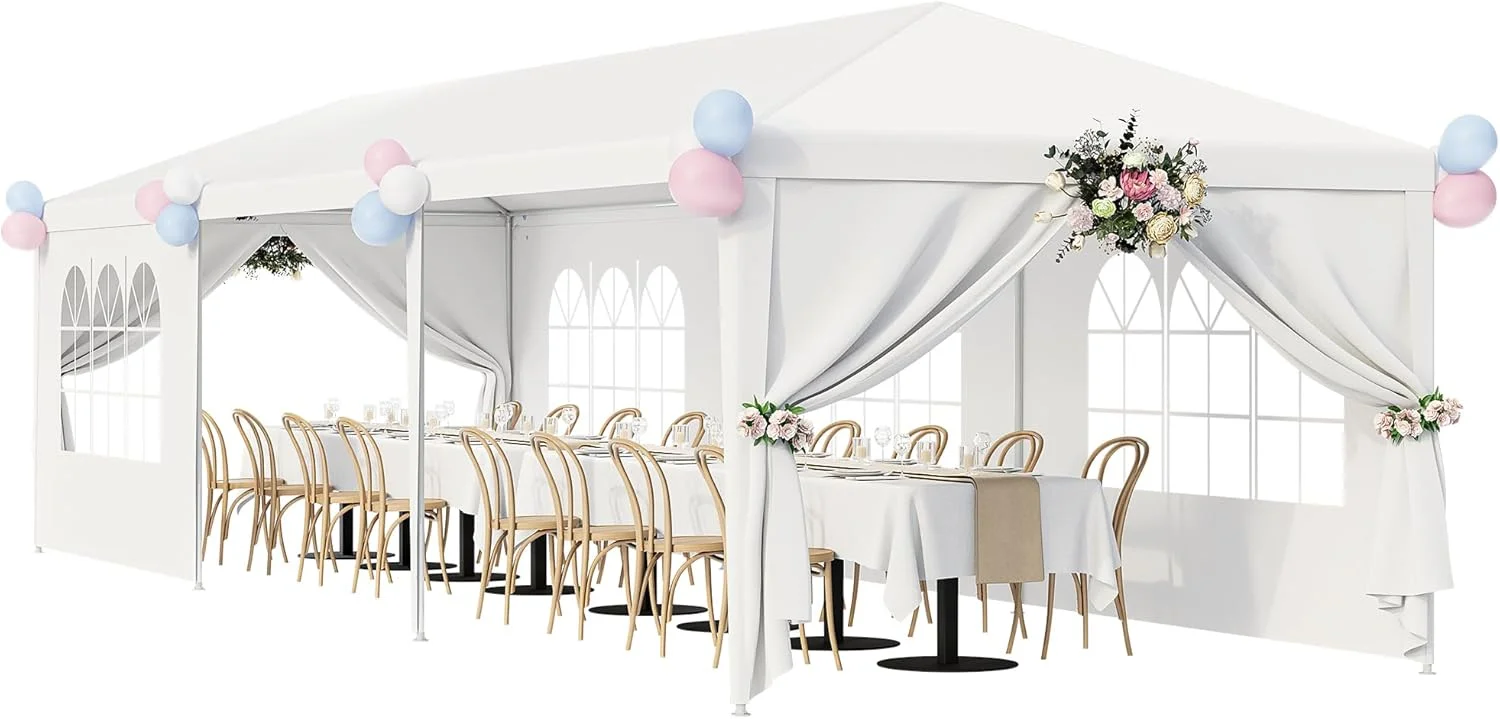 SLSRFD 10'x30' Outdoor Canopy Tent Patio Camping Gazebo Shelter Pavilion Cater Party Wedding BBQ Events Tent w/Removable Sidewalls - Image 2