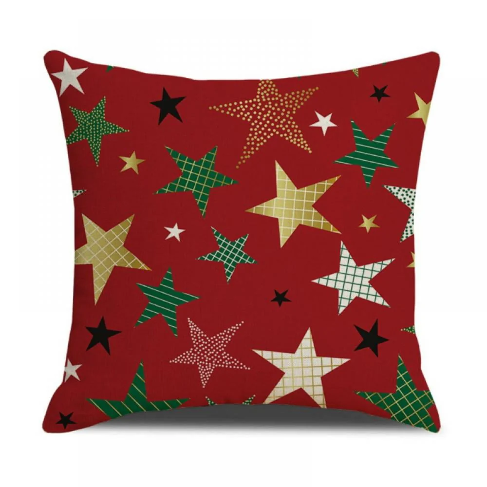 Christmas Pillow Covers 18x18 Set of 4, Red Pillow Covers Winter Rustic Linen Christmas Throw Pillows, Outdoor Decorative Farmhouse Holiday Pillow Cases for Home Sofa Couch Christmas Decorations - Image 6