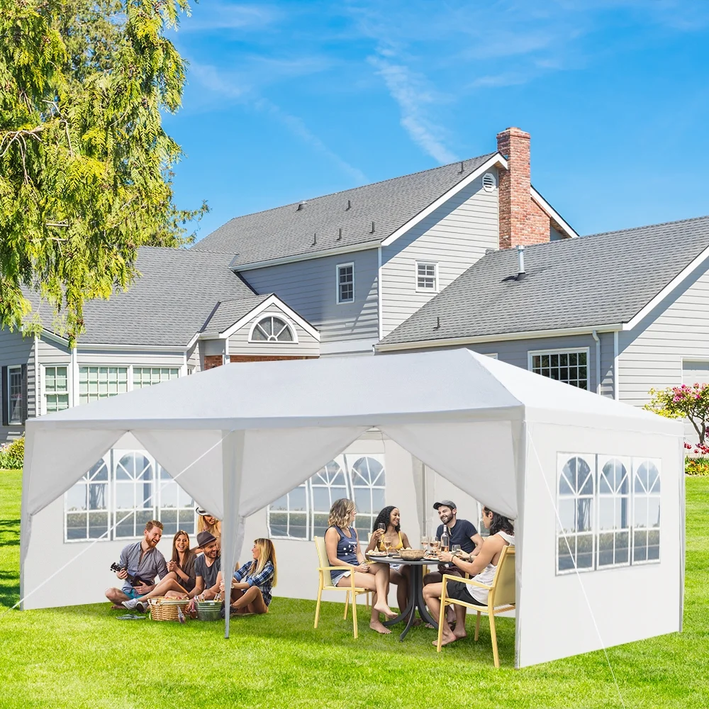 10'x20' Outdoor Party Tent with 6 Removable Sidewalls, Waterproof Canopy Patio Wedding Gazebo, White - Image 13