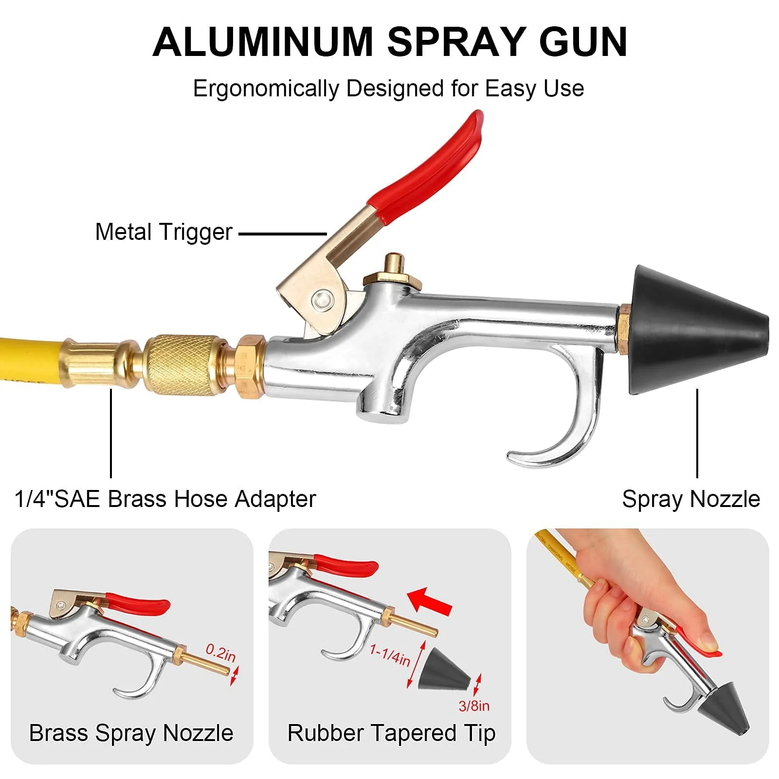 Furvclv AC Flush Kit, Car Air Conditioner System Clean Canister Flushing Tool Set Air Conditioning Pipe Cleaning Bottle for Auto R12 R22 R134A R404 R410A with 220PSI Gauge, Air Plug Fittings and Hose - Image 6