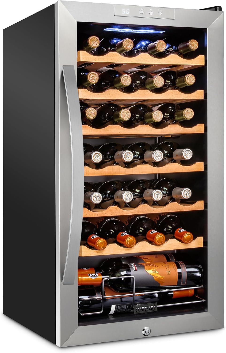 12 Bottle Compressor Wine Cooler Refrigerator w/ Lock | Large Freestanding Wine Cellar | 41F-64F Digital Temperature Control Wine Fridge for Red, White, Champagne or Sparkling Wine - Black - Image 9