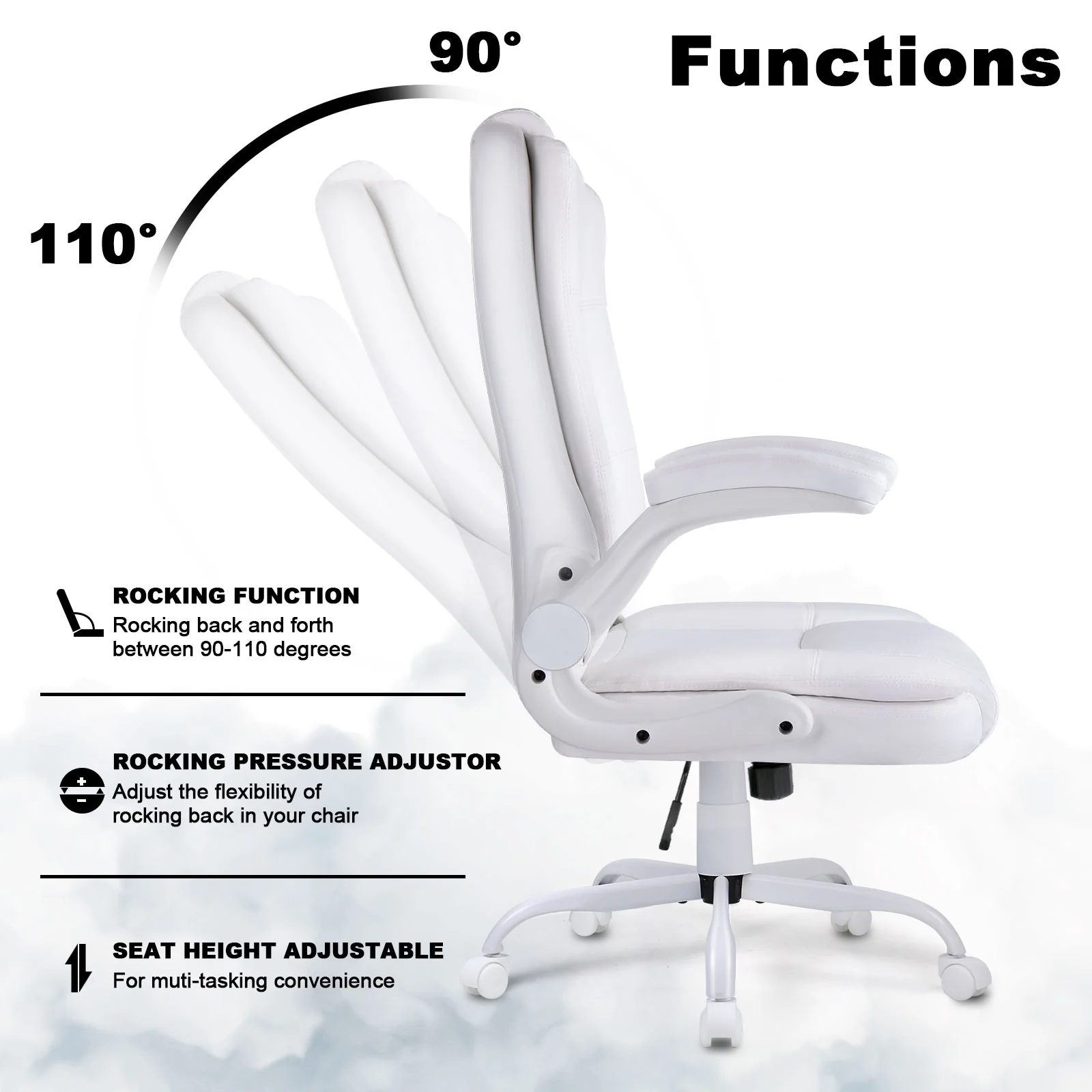 Big and Tall Ergonomic Office Chair, High Back Leather Executive Computer Chair with Padded Flip-Up Arms - Image 18