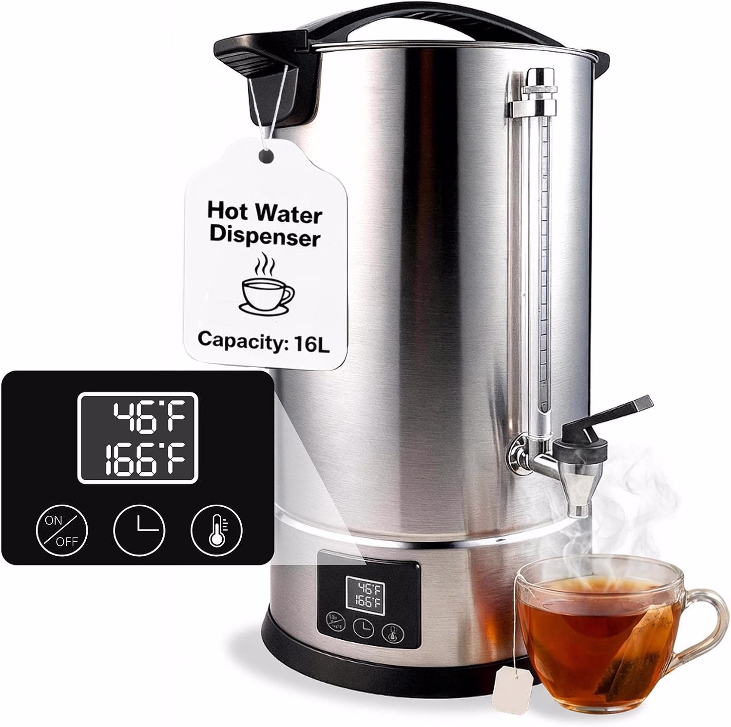 7L (30 Cups) Hot Water Dispenser Urn, Commercial Hot Water Boiler - Image 2