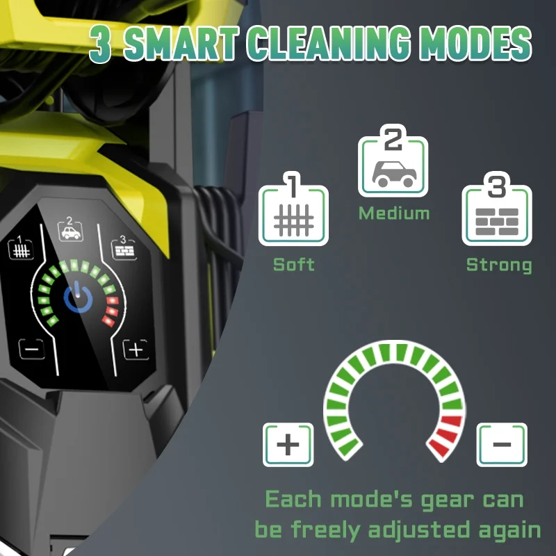 Electric Pressure Washer 5000PSI-Max 3.6GPM Power Washer Touch Screen Adjustable Pressure,4 Nozzles and 500ml Foam Cannon Power Washer Cleaning for Patio Yellow - Image 3