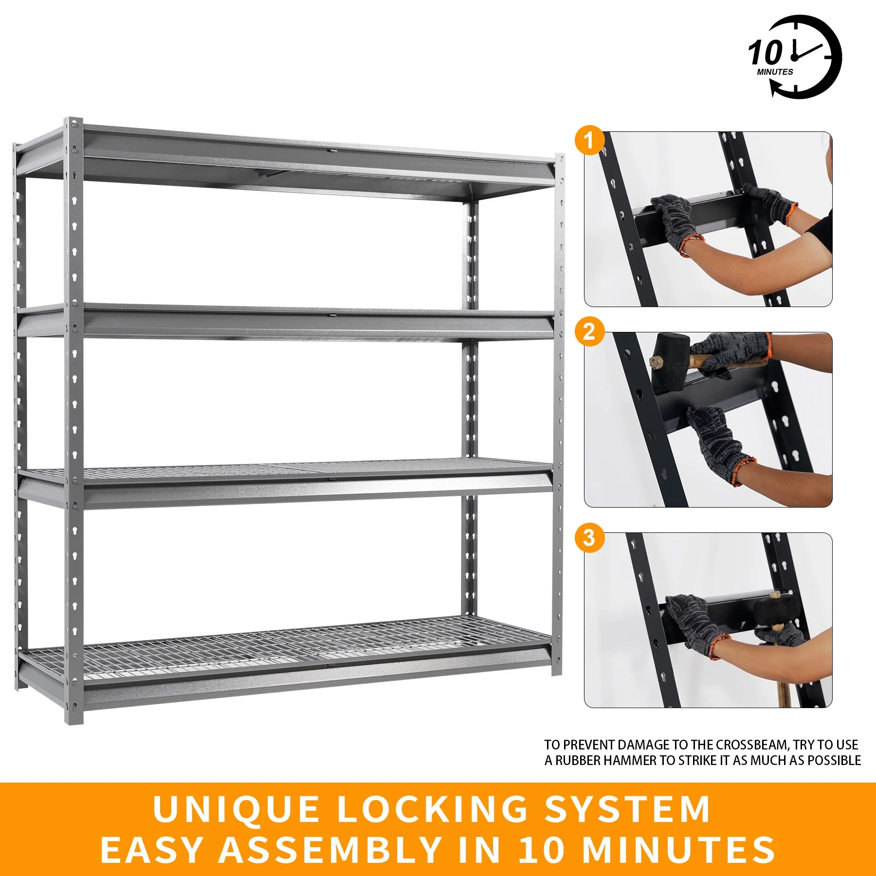 Shuntong The Atlas 12000LBS Garage Storage Shelves, 48"W Heavy Duty Metal Industrial Shelves, 4 Tier Adjustable Storage Rack for Warehouse Shop Basement,48"W x 24"D x 72"H, Black - Image 16