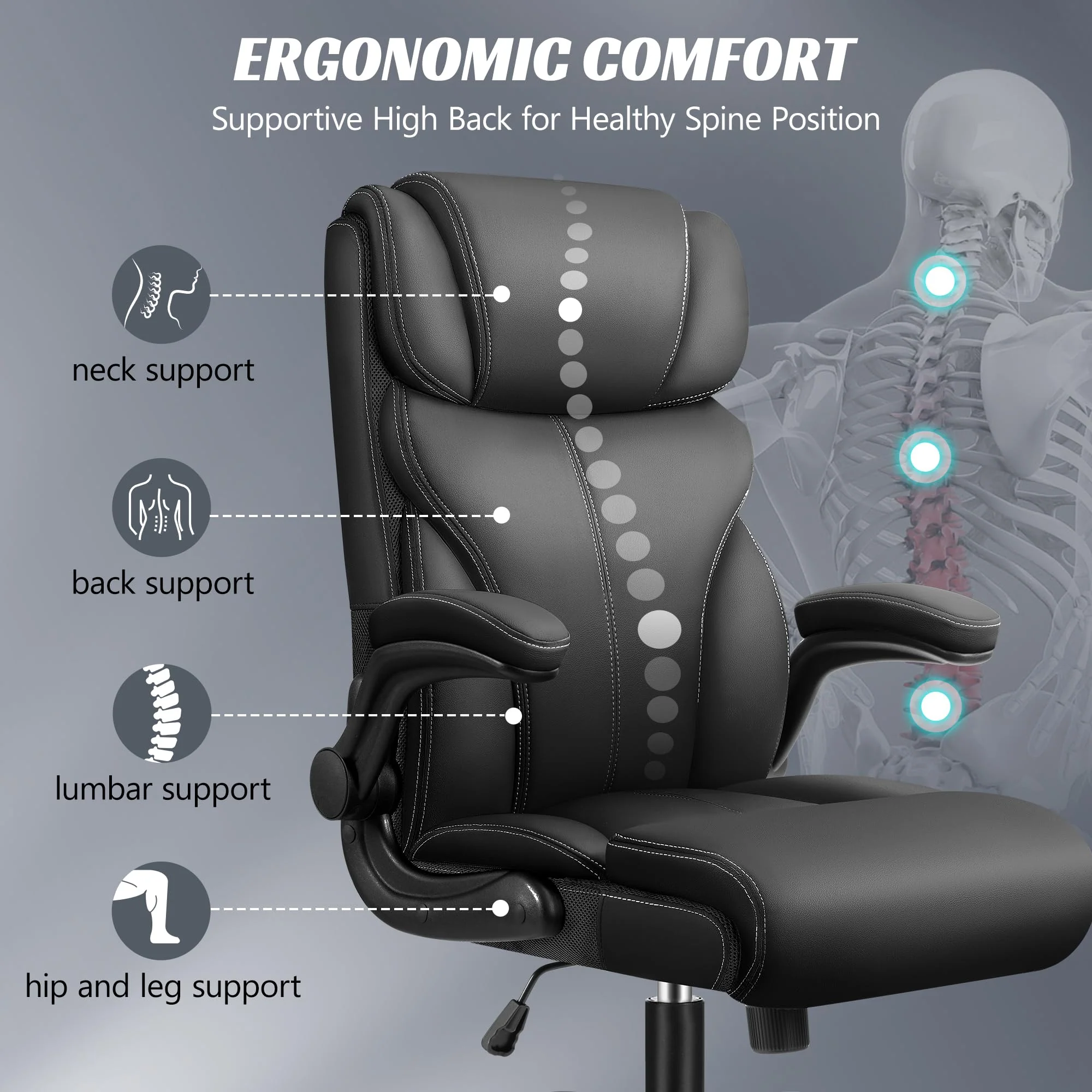 Ergonomic Big and Tall Executive Office Chair, High Back Computer Desk Chair for Home Office and Workspace - Image 5