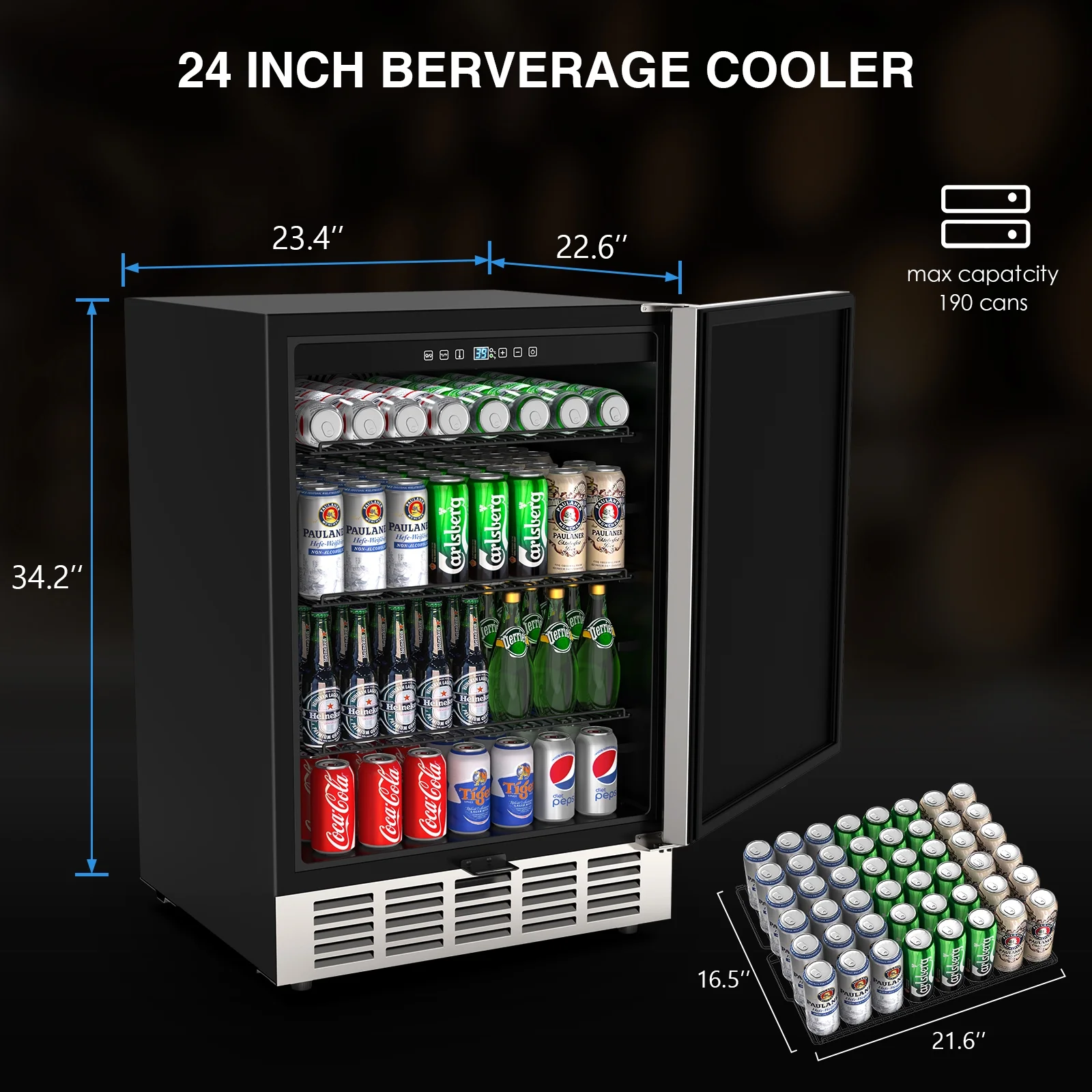 QAUSOU 24 Inch Under Counter Double Drawer Fridge, Weather Proof Stainless Steel Outdoor Beverage Refrigerator for Patio - Image 25