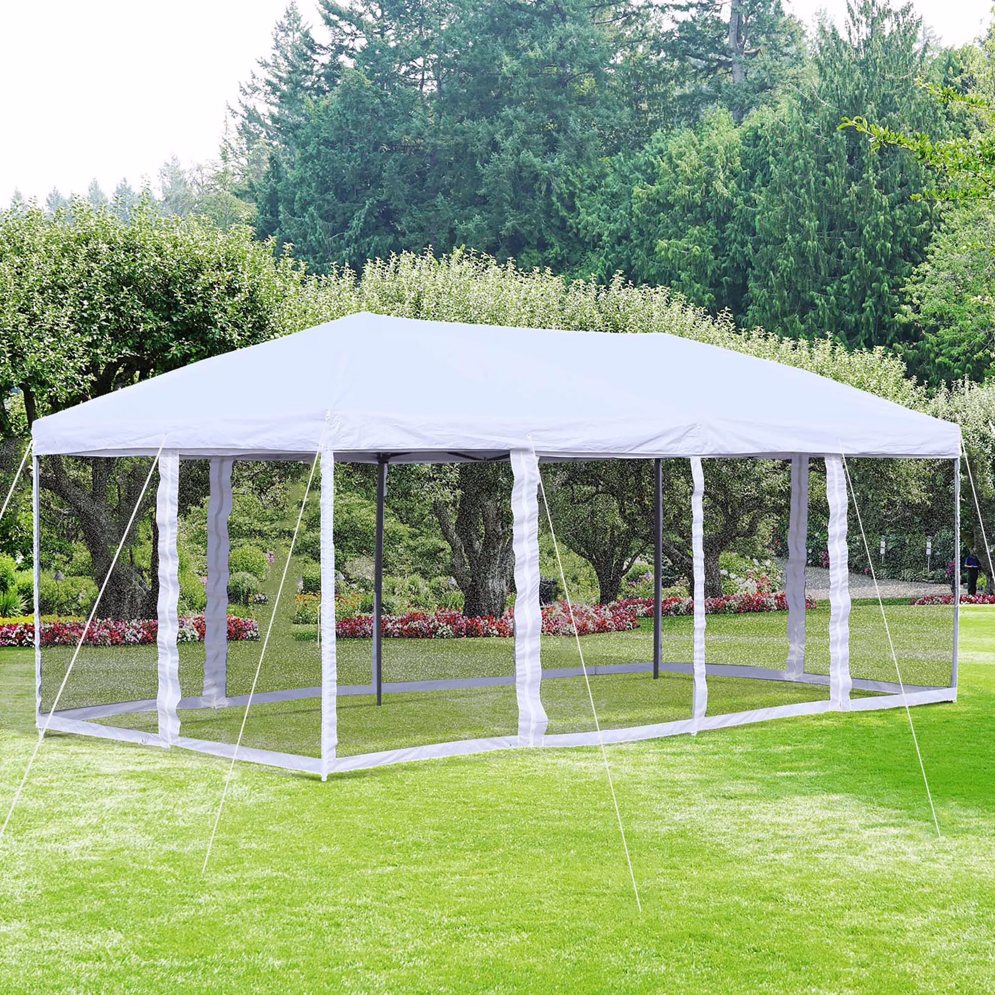 Outsunny 10' x 20' Pop Up Canopy Tent with Netting, Heavy Duty Large Party Tent, Instant Sun Shelter with Carry Bag for Backyard Garden Patio, Beige - Image 3