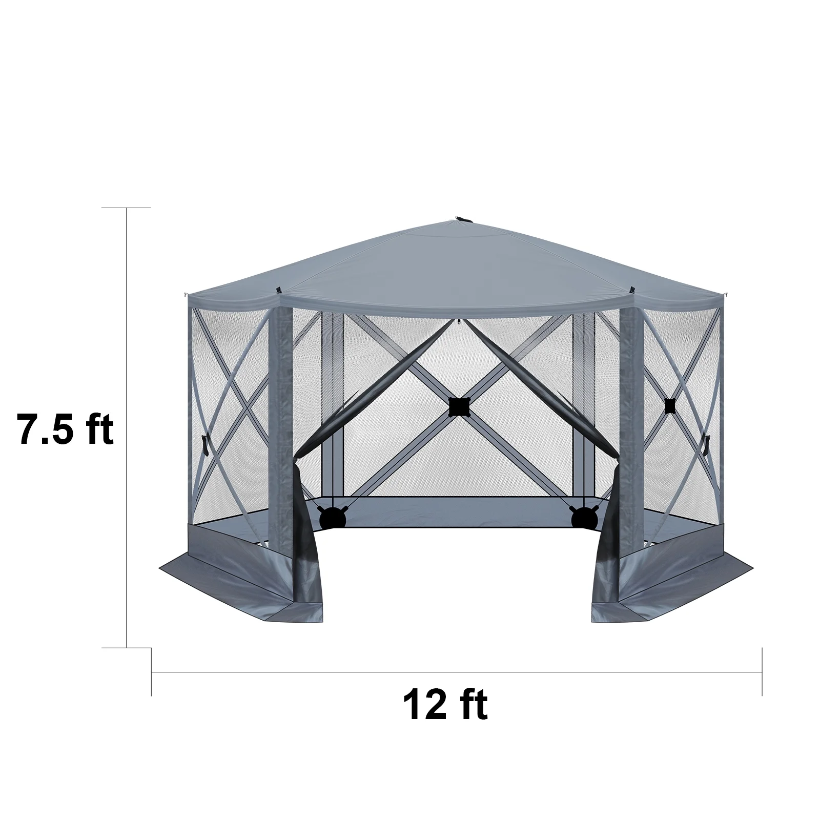 12FT x 12FT Heavy Duty Canopy Tent w/Mosquito Netting, Pop up Canopy with Mesh Sidewalls, Patio Tent with Carry Bag, Easy up Screen Canopy for Parties Camping, Gray - Image 3