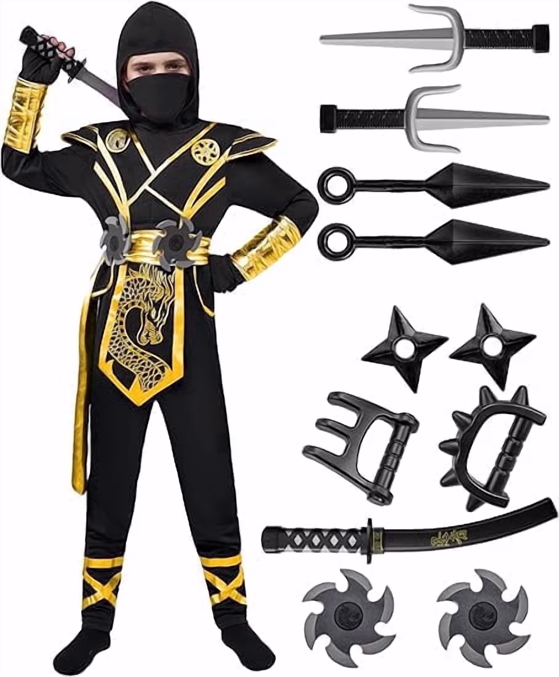 Joyfy Ninja Costume for Kids, Ninja Dragon Costume Set, Boys Halloween Outfit for Dress-up and Role-play Party - Image 6