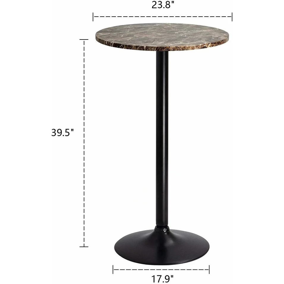 Round Bistro Pub Table, Bar Height Cocktail Table with Metal Base and MDF Top, 23.8 Inch - Image 15