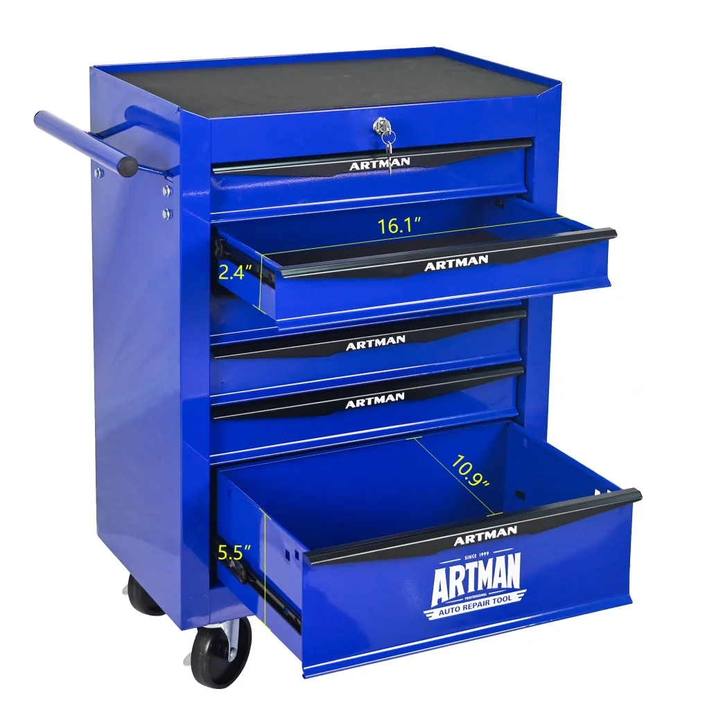 Rolling Steel Tool Chest with 7 Drawers, Ball Bearing Slides & 4-Wheel Mobility - Lockable Storage Cabinet for Workshop or Garage - Image 17