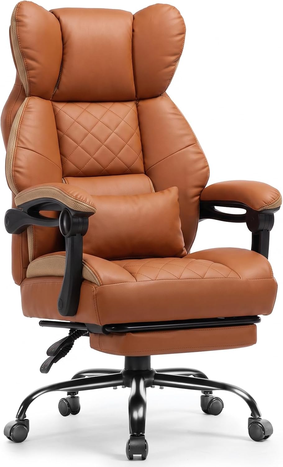 Big & Tall Ergonomic Gaming Chair, Wide Spring Seat, Linkage Armrest, Earth Black