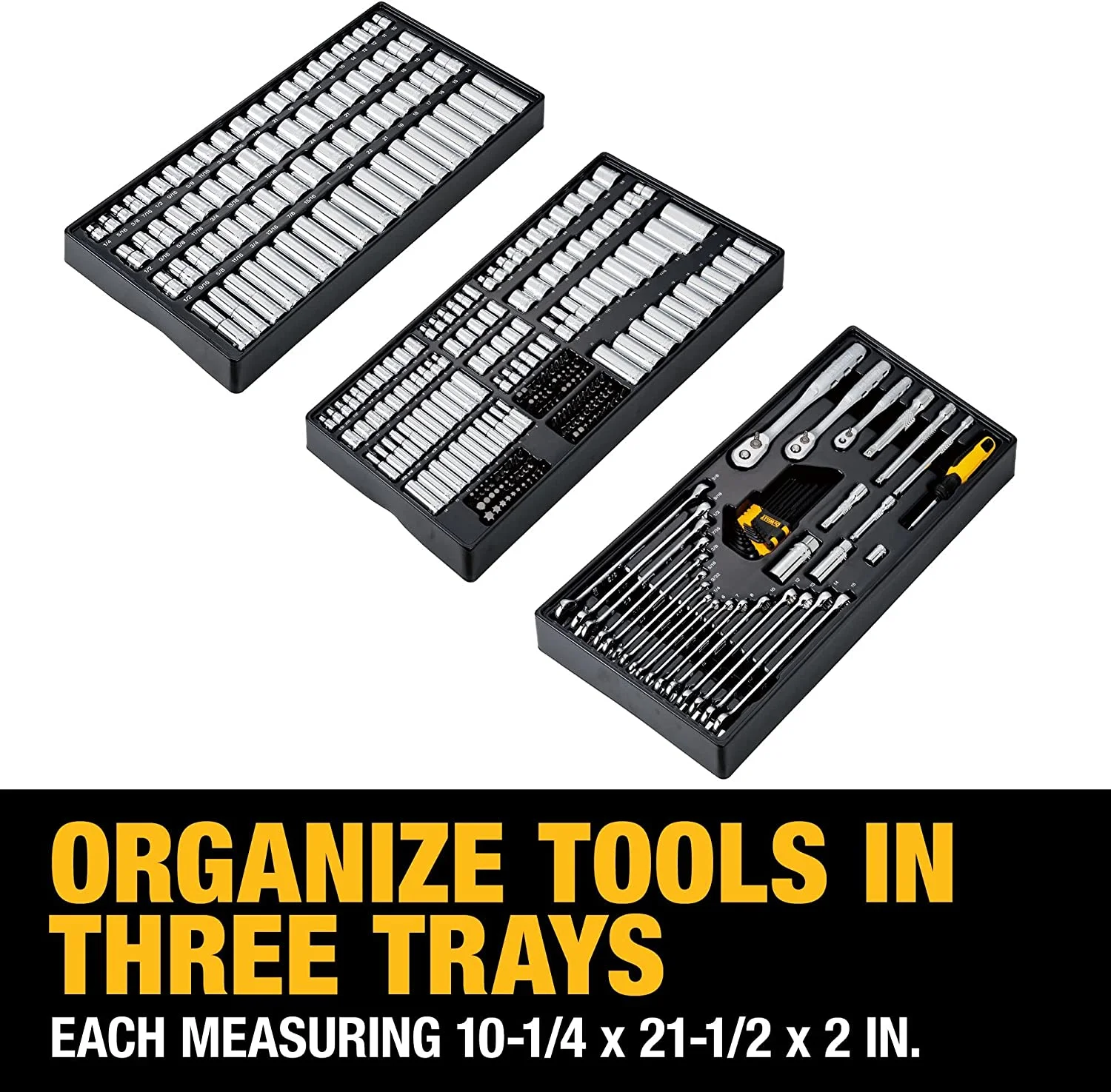 DEWALT Mechanics Tool Set, 1/4", 3/8", 1/2" Drive Tools and Combo Wrenches, 341 Piece (DWMT45341) - Image 10