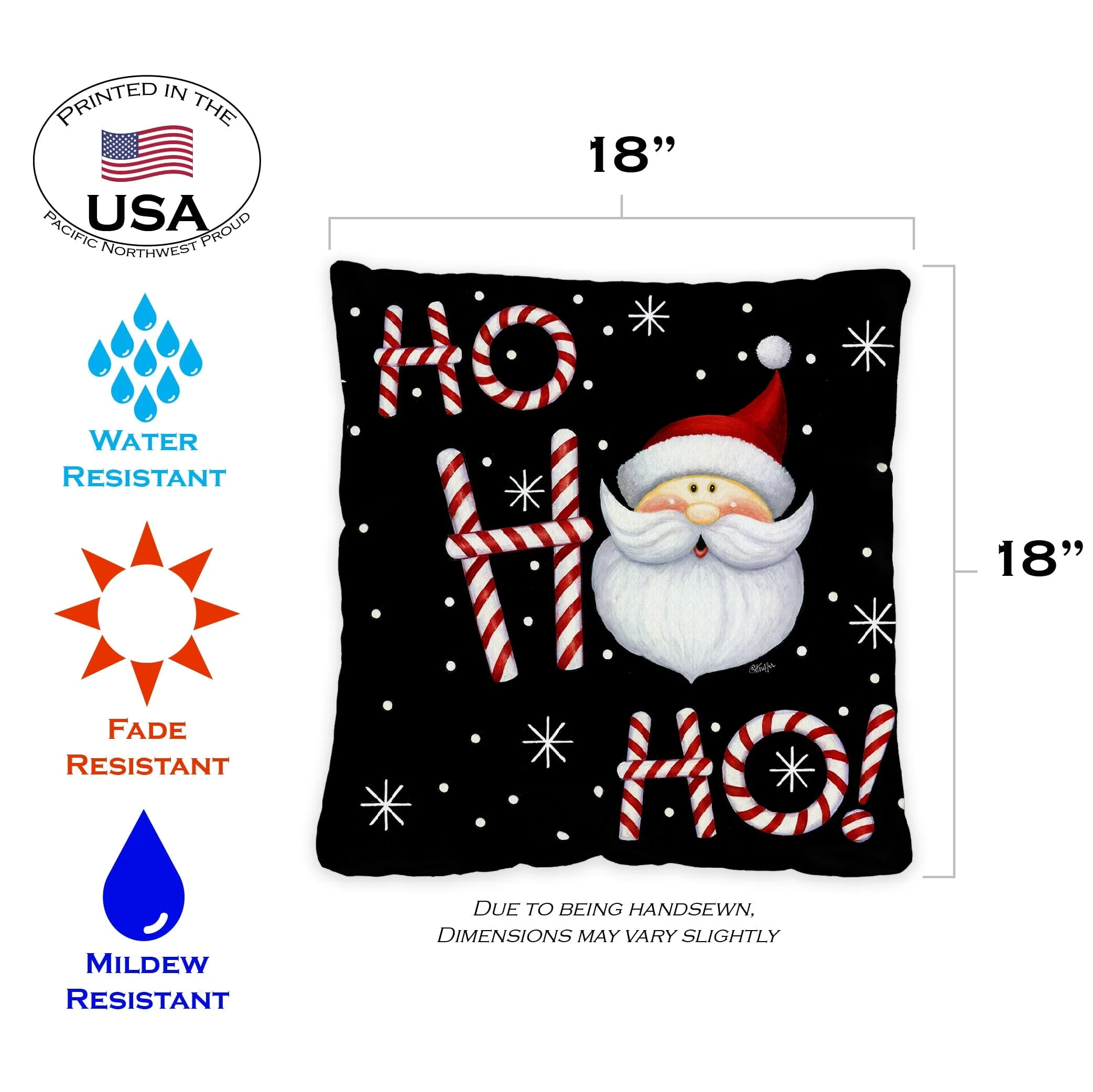 Toland Home Garden Set of 2 Ho Ho Ho Santa Winter Pillow Covers 18x18 Inch Christmas Throw Pillows - Image 2