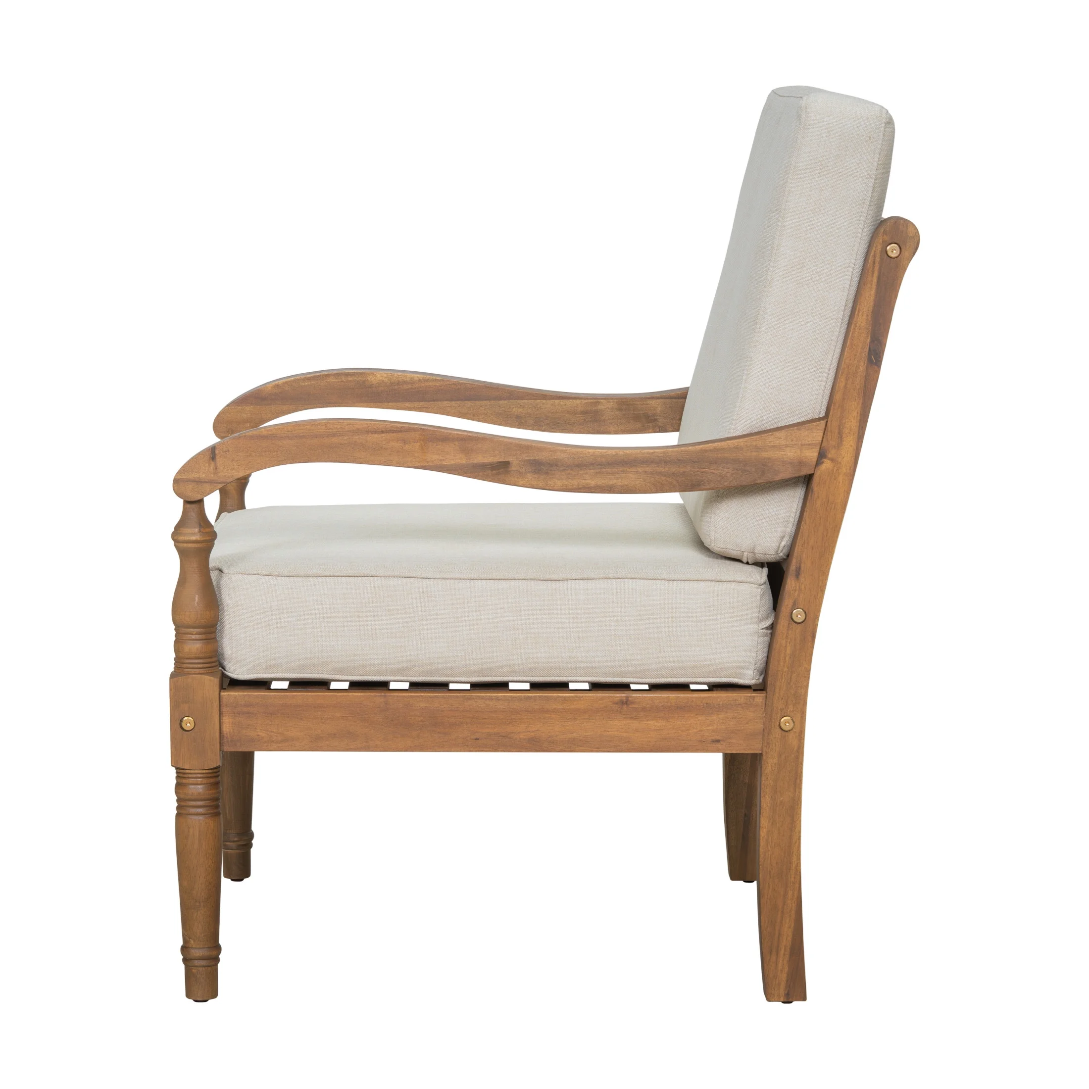 Christopher Knight Home Classic Carved Outdoor Lounge Chair with Cushions, Solid Wood Frame, Beige - Image 11