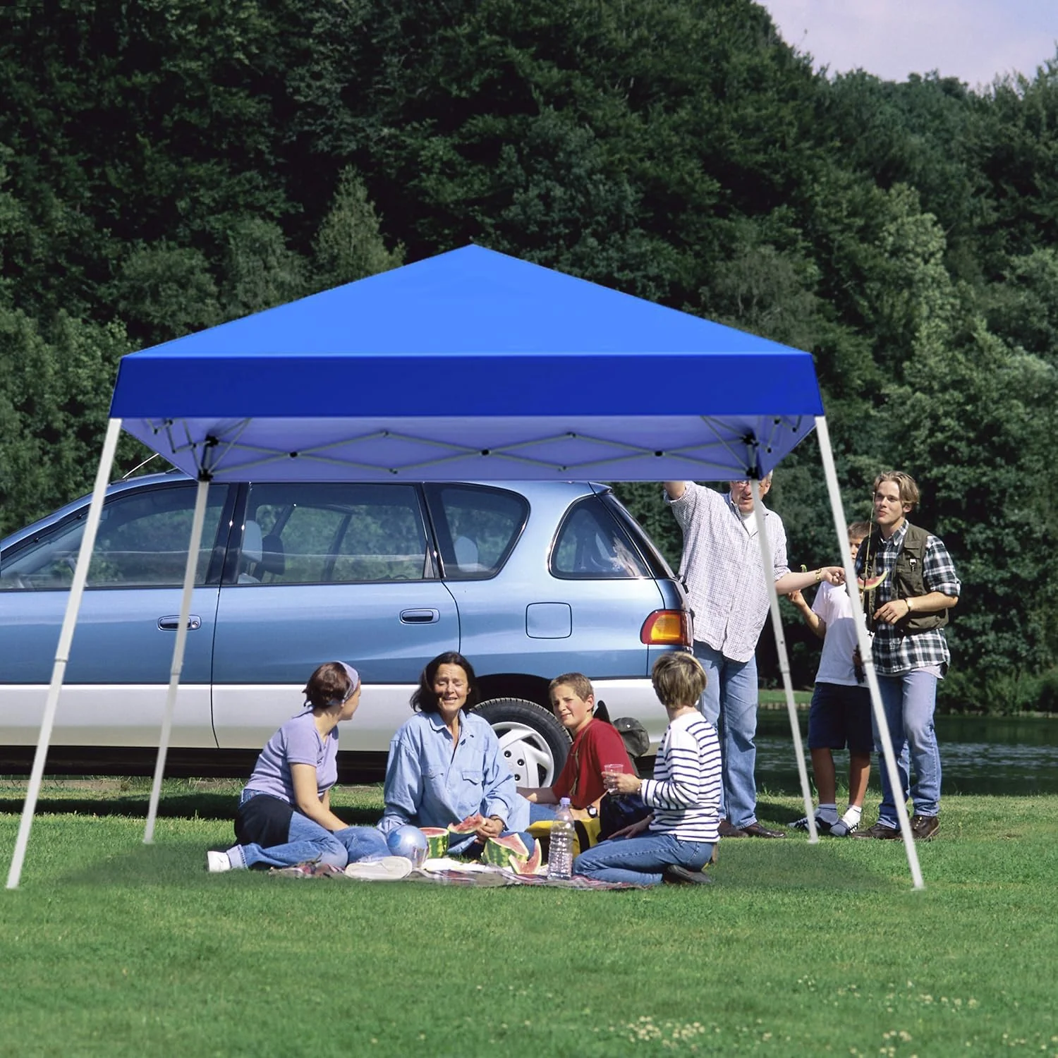 Canopy Tent, 10X10 FT Pop Up Canopy Outdoor Instant Tent Slant Legs with Carrying Bag, Portable Gazebo Shelter for Patio Deck Garden and Beach - 8X8 FT Canopy Cover (Dark Blue) - Image 16