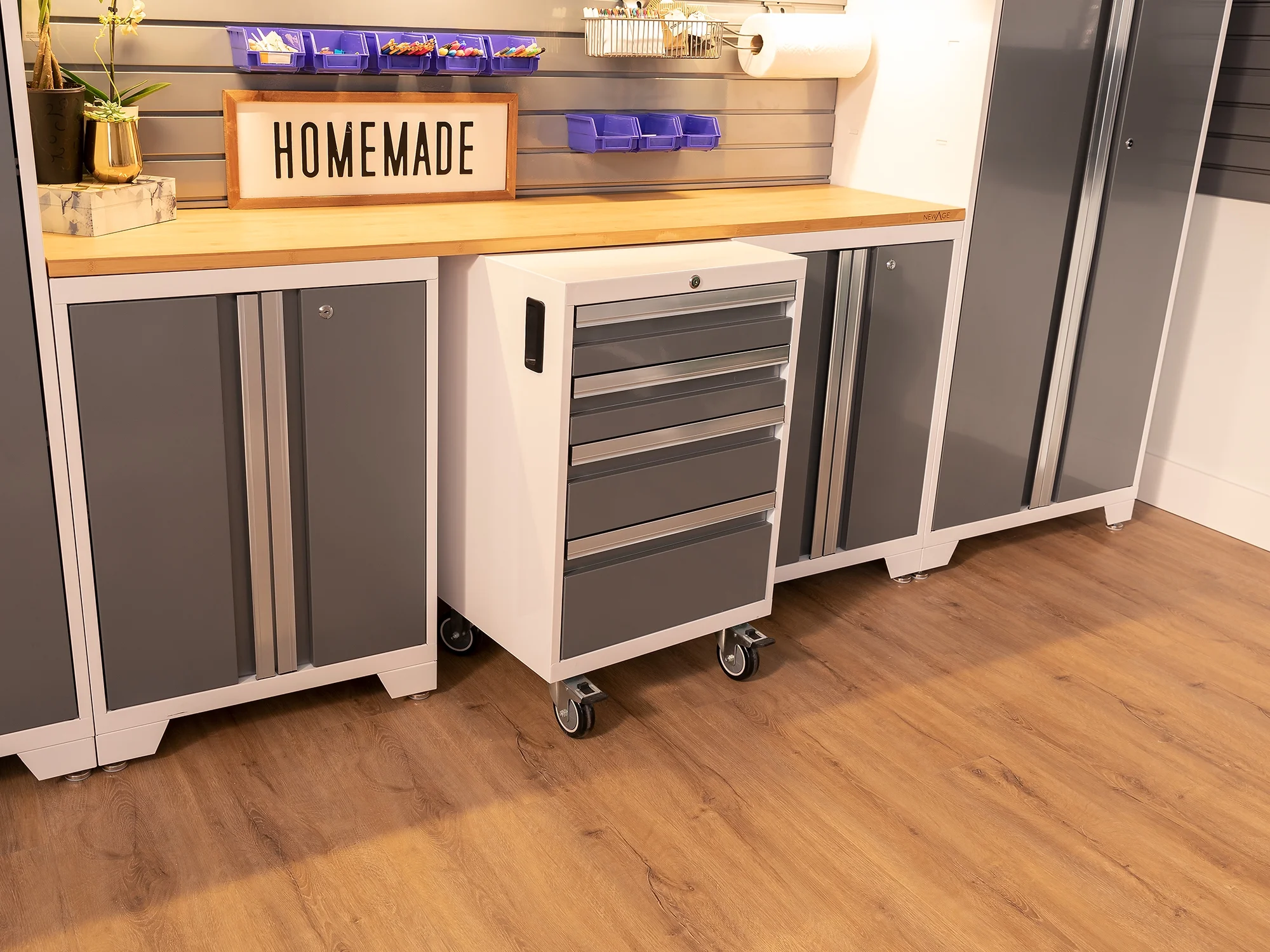 NewAge Products Bold Series Gray 10 Piece Cabinet Set, Heavy Duty 24-Gauge Steel Garage Storage System, Slatwall Included - Image 42