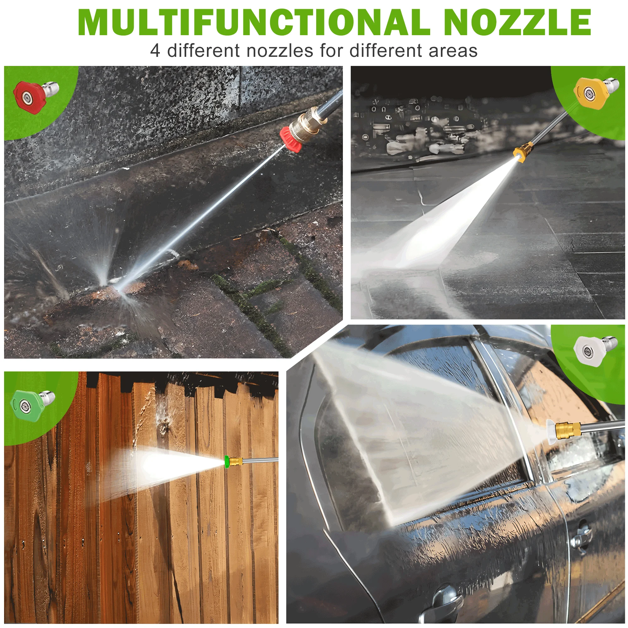 Seizeen Pressure Washer, Power Washer Electric Powered Max 3300 PSI 2 GPM, 1800W 110V Motor, with Foam Cannon & 7.3M Hose, Car House Garden Cleaning - Image 7