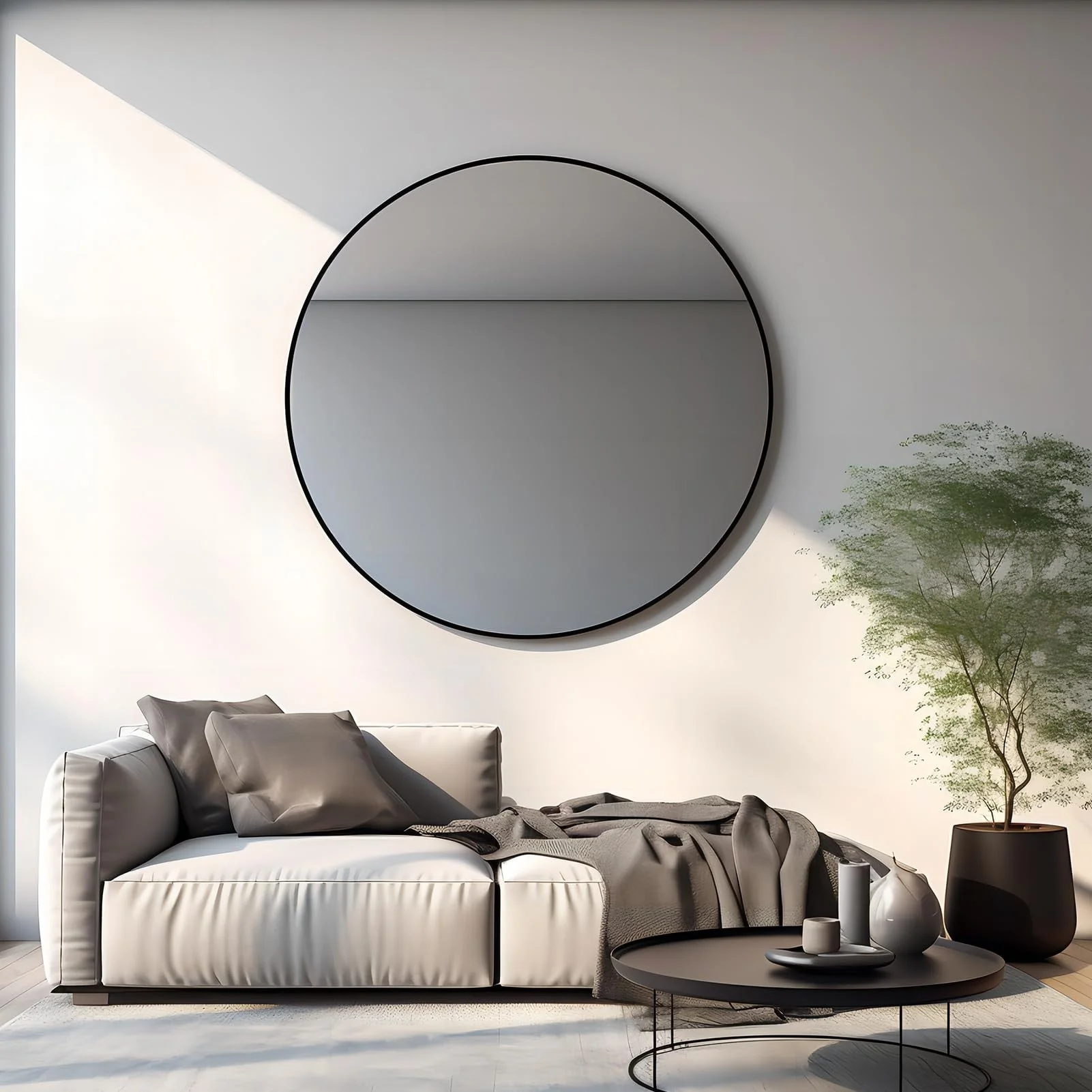Round Metal Black Frame Bathroom Vanity Mirror, Wall Mounted Decorative Mirror - Image 22