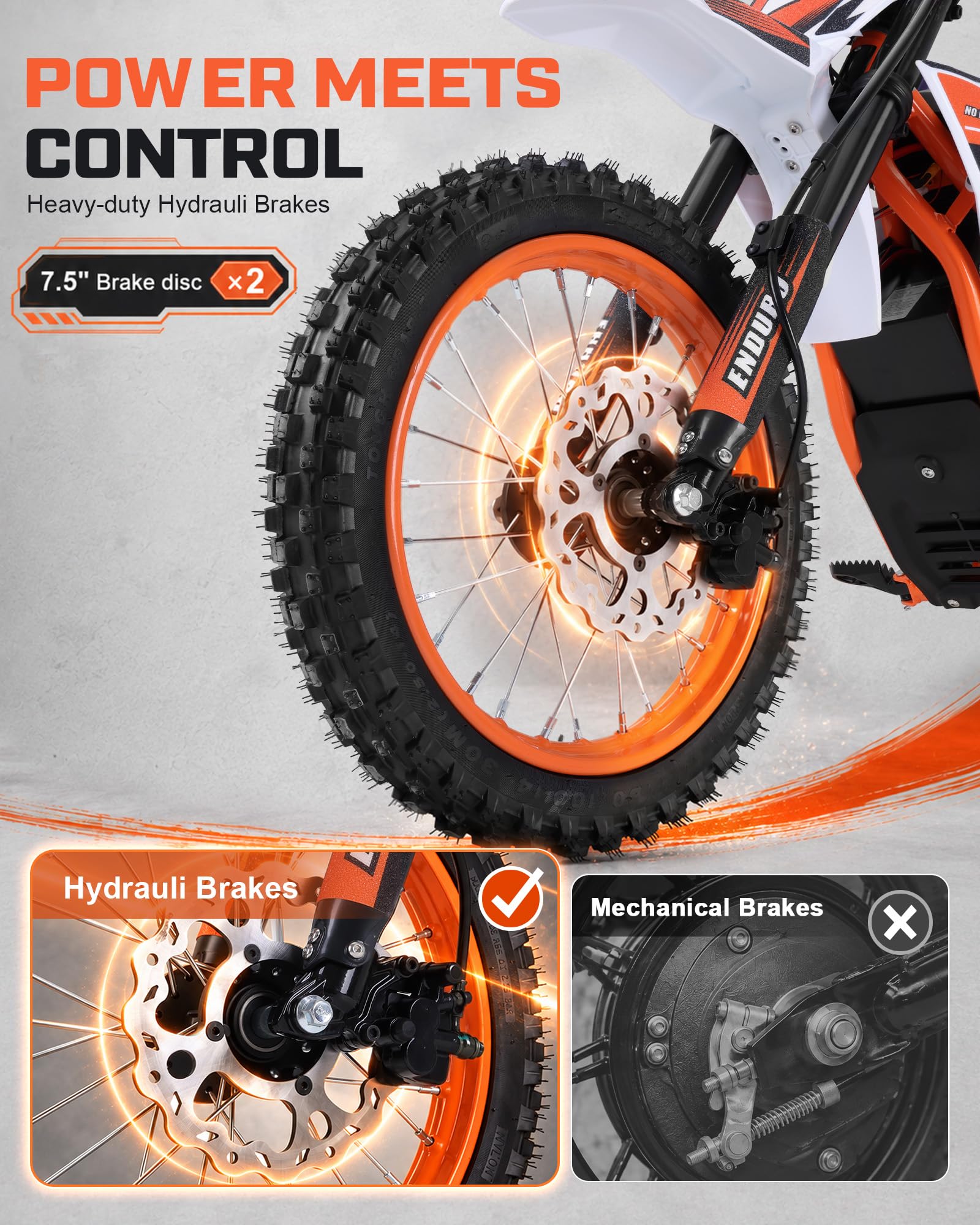 48V Electric Dirt Bike for Teens & Adults, 40MPH, 3000W Peak Motor - Image 6
