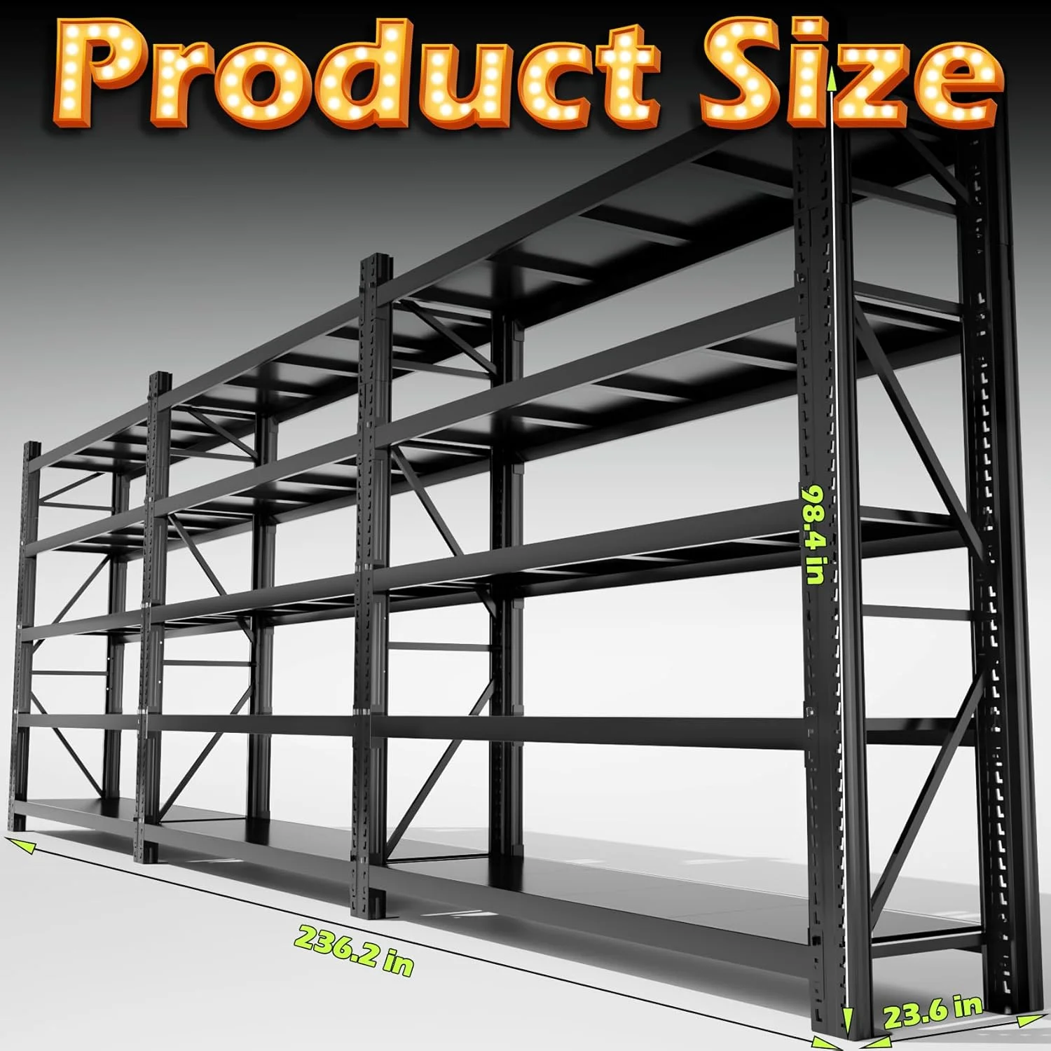 Ztysn Heavy Duty 5 tier Garage Metal Shelving Units Storage for 8000lbs,Adjustable Basement Industrial Shelves Pallet Racking Tool Organize,Black - Image 12