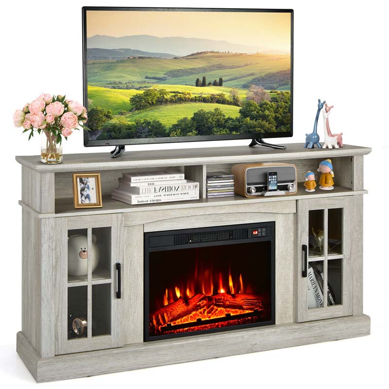 58" TV Console with 23" Fireplace Insert, Fireplace TV Stand for TVs up to 65 Inches, 1400W Electric Fireplace Heater - Image 3
