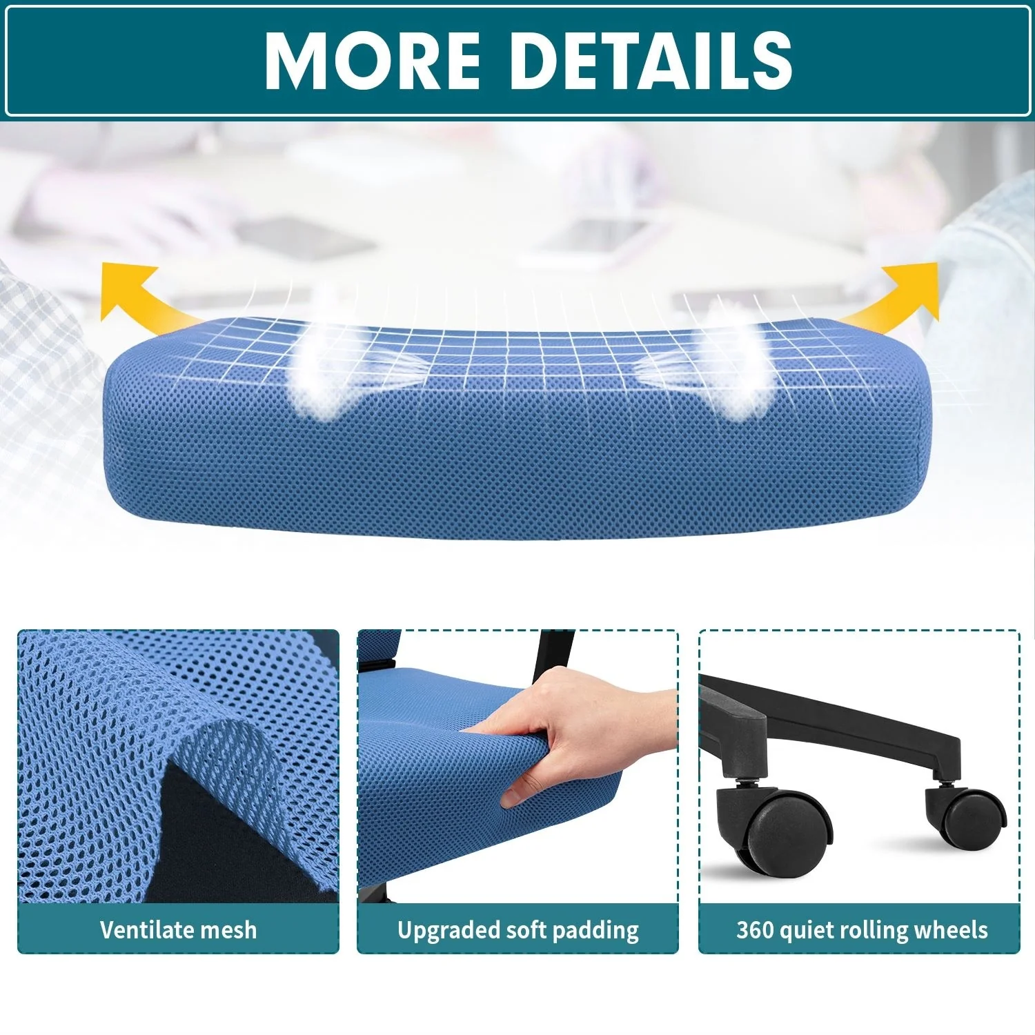 Ergonomic Mesh Office Chair with Lumbar Support, Breathable Computer Desk Chair - Image 21