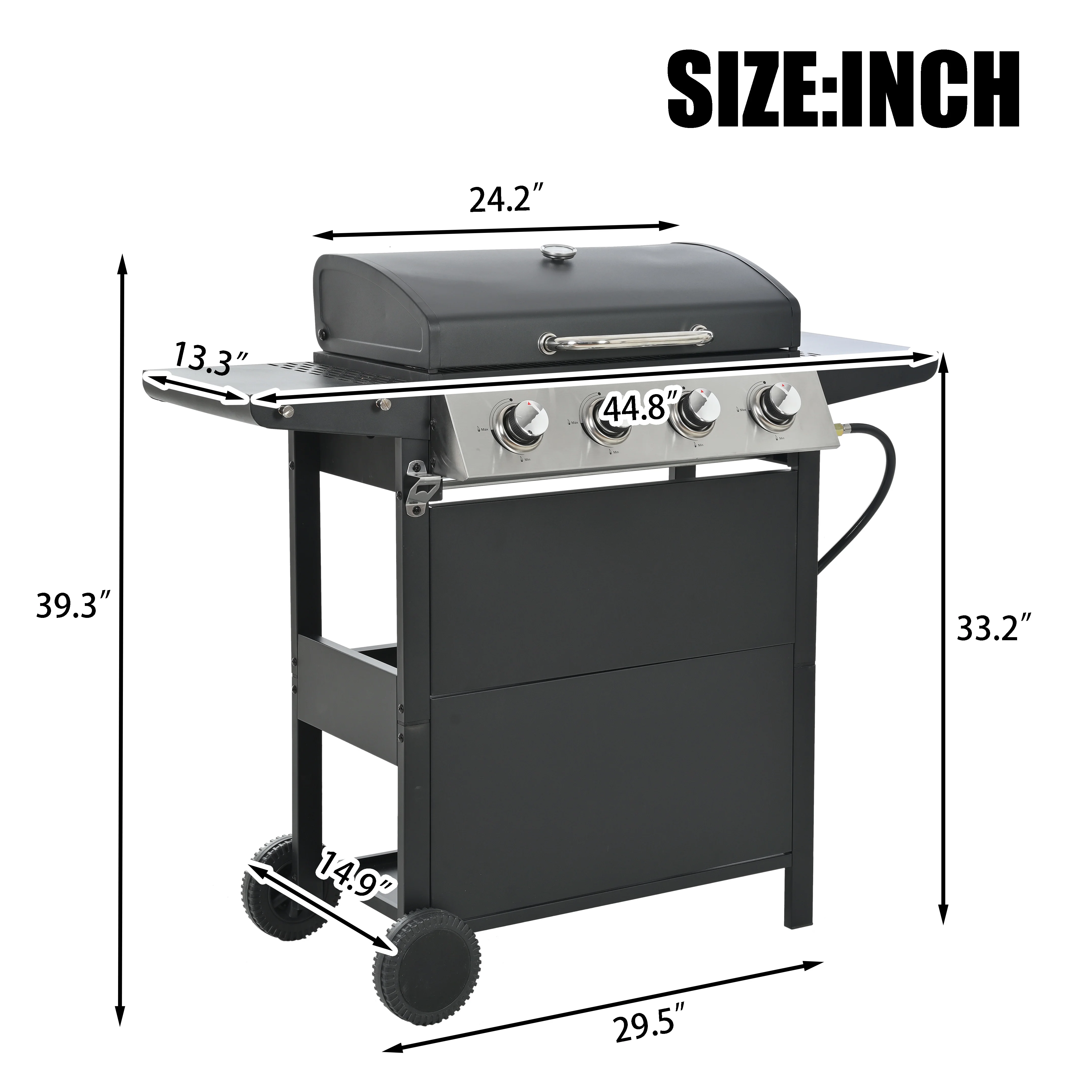 Segmart 3 Burner BBQ Propane Gas Grill, Stainless Steel 30,000 BTU Patio Garden Barbecue Grill with Folding Side Tables, Hanging Basket & Thermometer, Perfect for Camping, Outdoor Cooking - Image 19