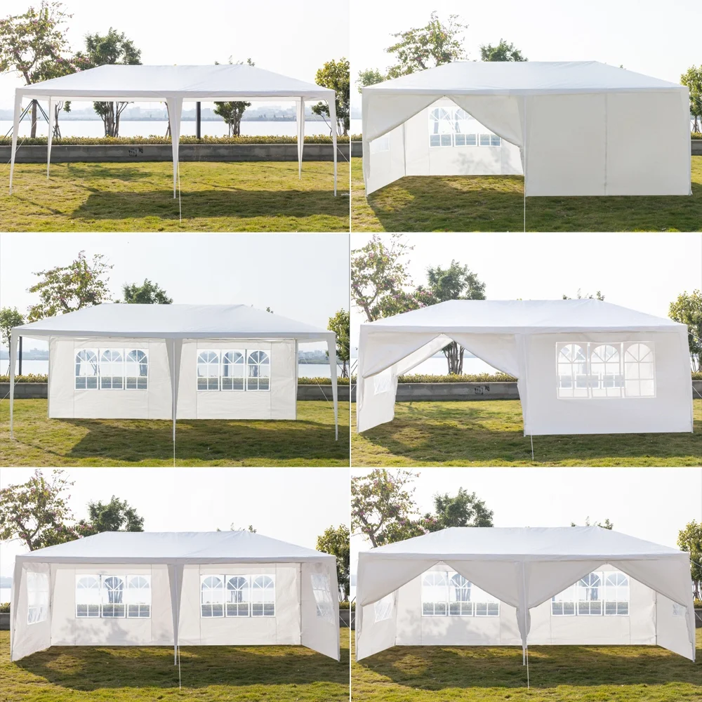 10'x20' Outdoor Party Tent with 6 Removable Sidewalls, Waterproof Canopy Patio Wedding Gazebo, White - Image 21