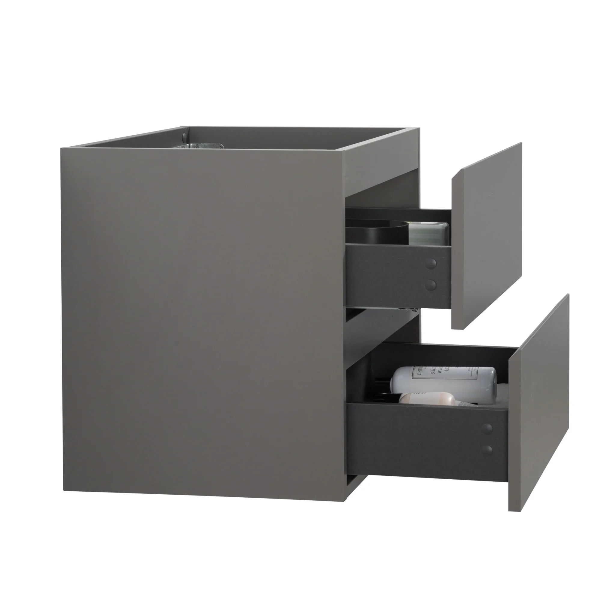 Wall Mount Bathroom Cabinet Without Basin, Gray Two-Drawer Storage Unit with Pre-Assembled Design for Space-Saving Modern Bathrooms - Image 8