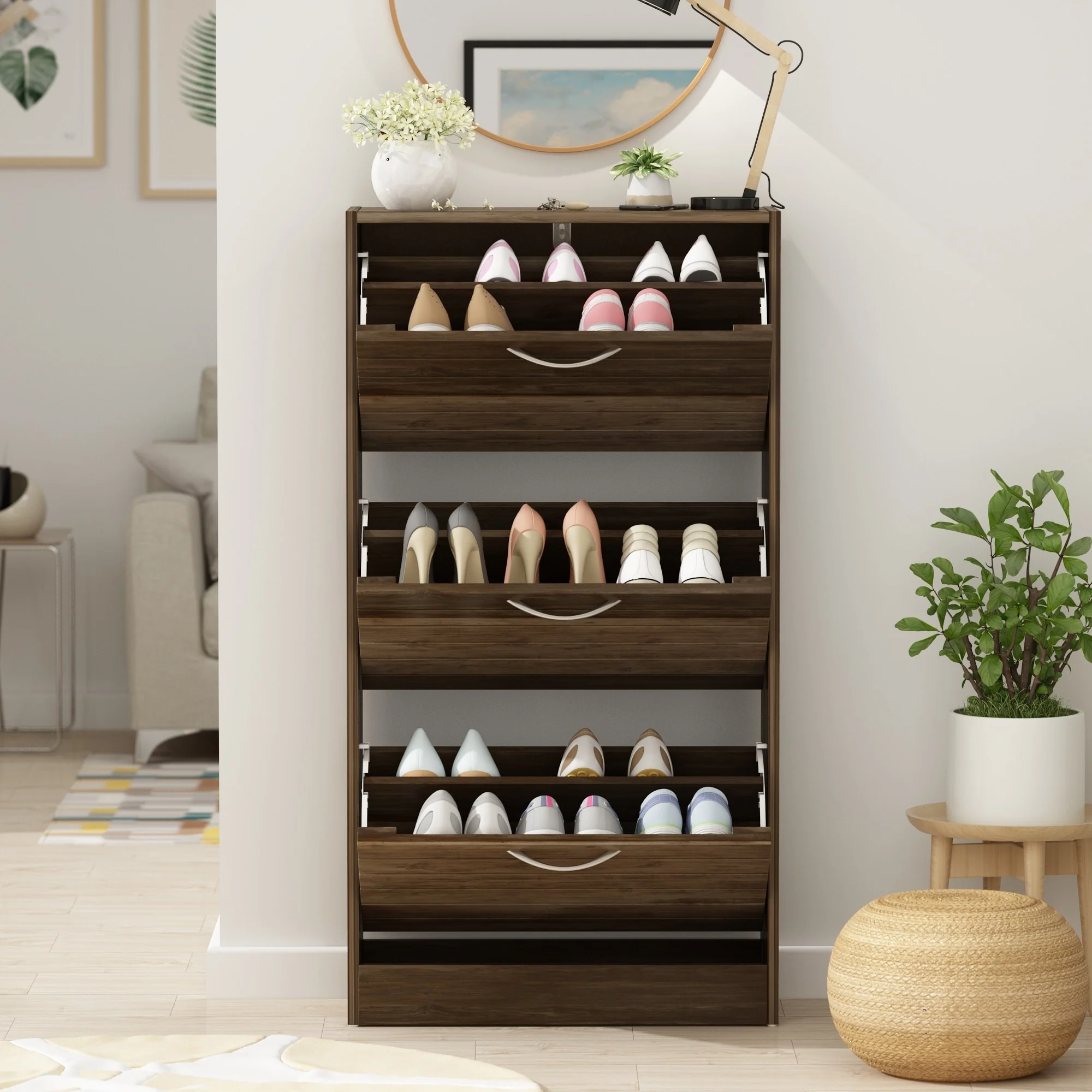 Modern Shoe Storage Cabinet for Entryway and Hallway, Space-Saving Shoe Organizer - Image 40
