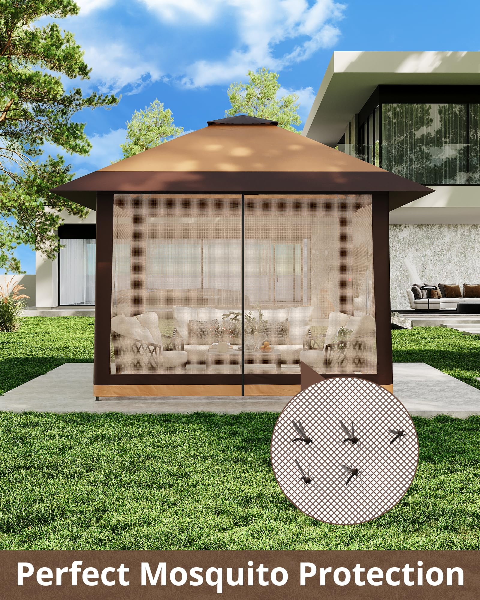 Accreate 13' X 13' Outdoor Patio Gazebo,Outdoor Canopy Tent with Mosquito Netting,Backyard Tent for Party, Wedding, Outdoor Dining, Patio, Backyard - Image 22